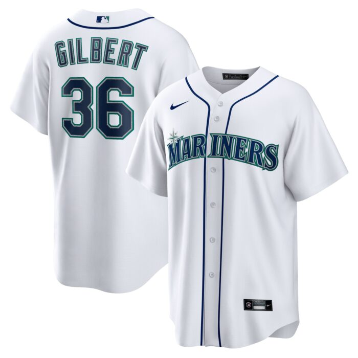 Men’s Seattle Mariners Logan Gilbert Nike White Home Replica Jersey