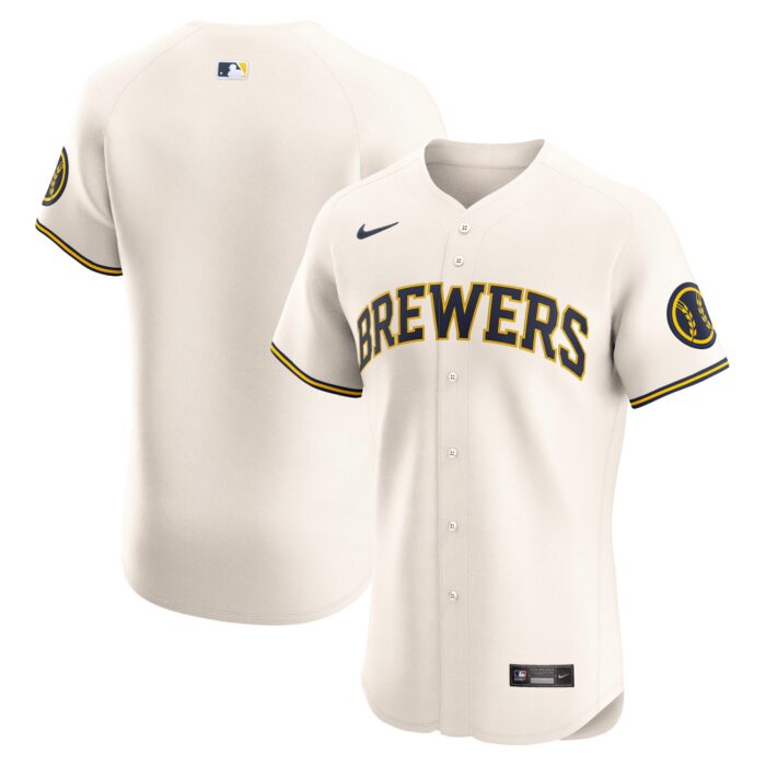Men’s Milwaukee Brewers Nike Cream Home Elite Jersey