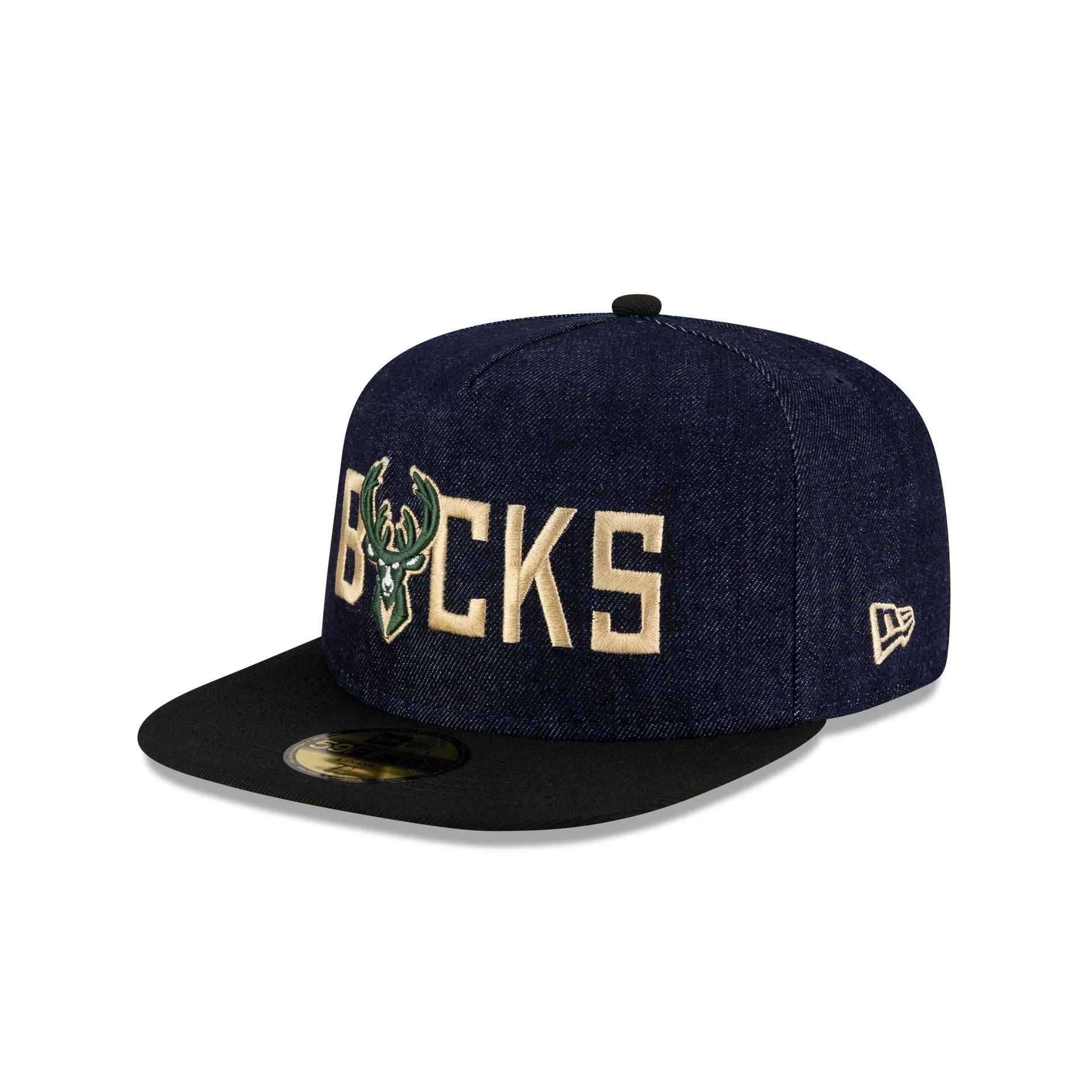 Milwaukee Bucks Navy Denim 59FIFTY A-Frame Fitted Hat