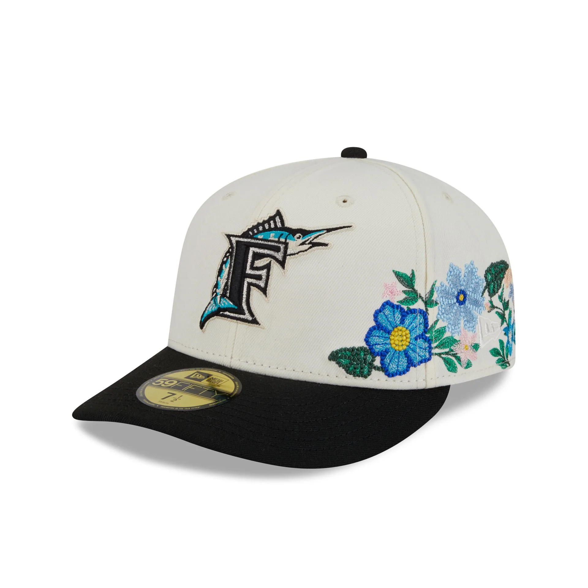 Miami Marlins Cooperstown Tonal Florals White 59FIFTY Fitted Hat