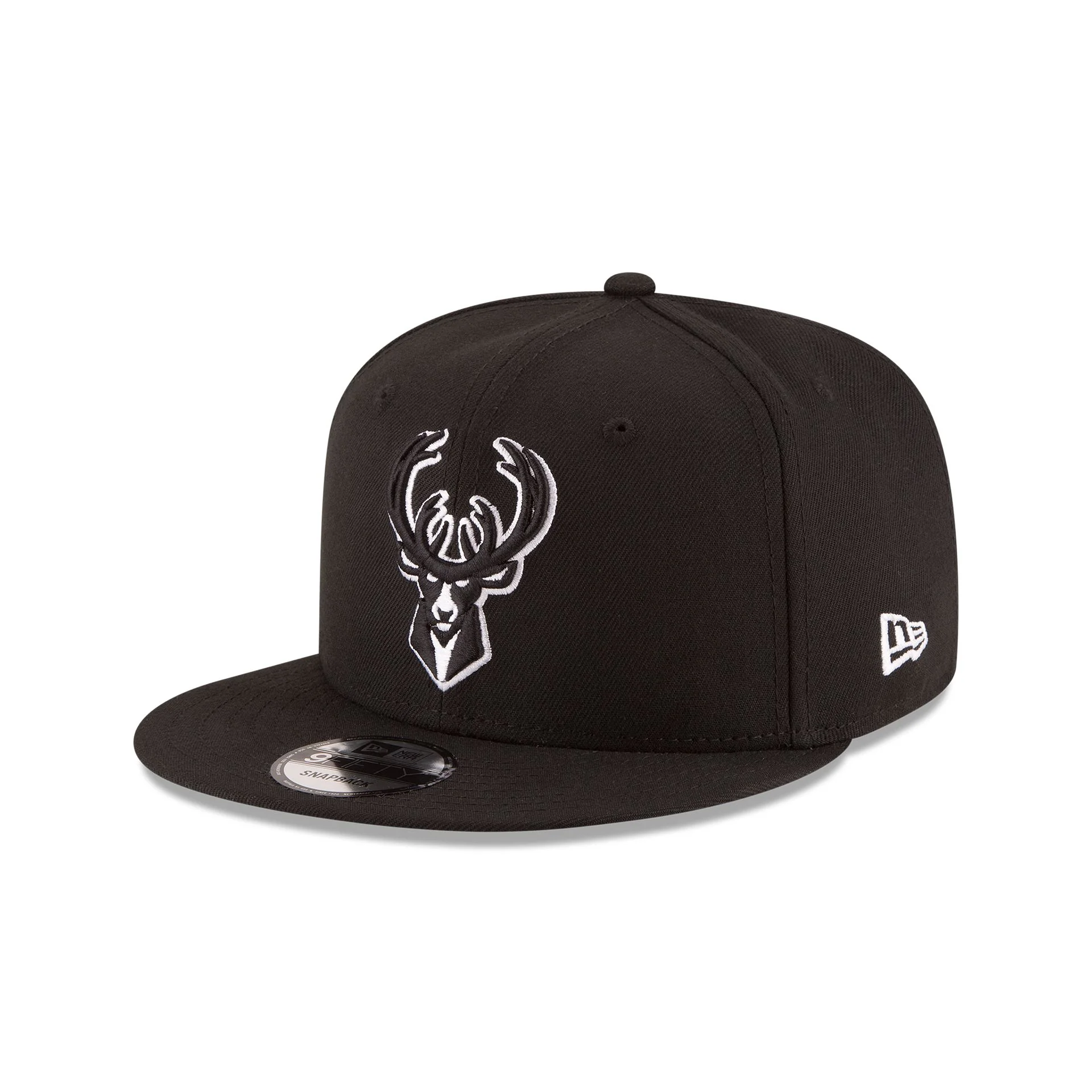 Milwaukee Bucks Basic Black & White 9FIFTY Snapback Hat