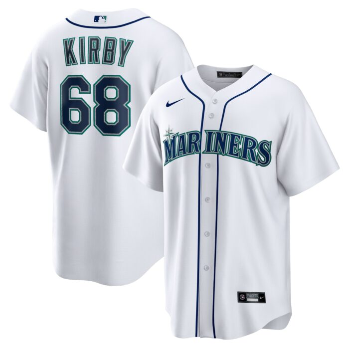 Men’s Seattle Mariners George Kirby Nike White Home Replica Jersey