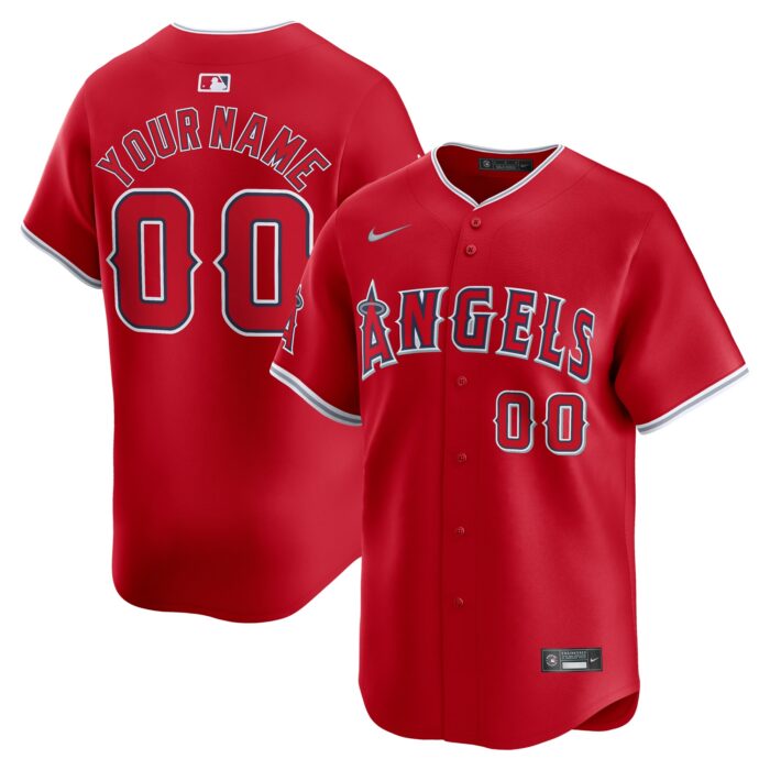 Men’s Los Angeles Angels  Nike Red  Alternate Limited Custom Jersey