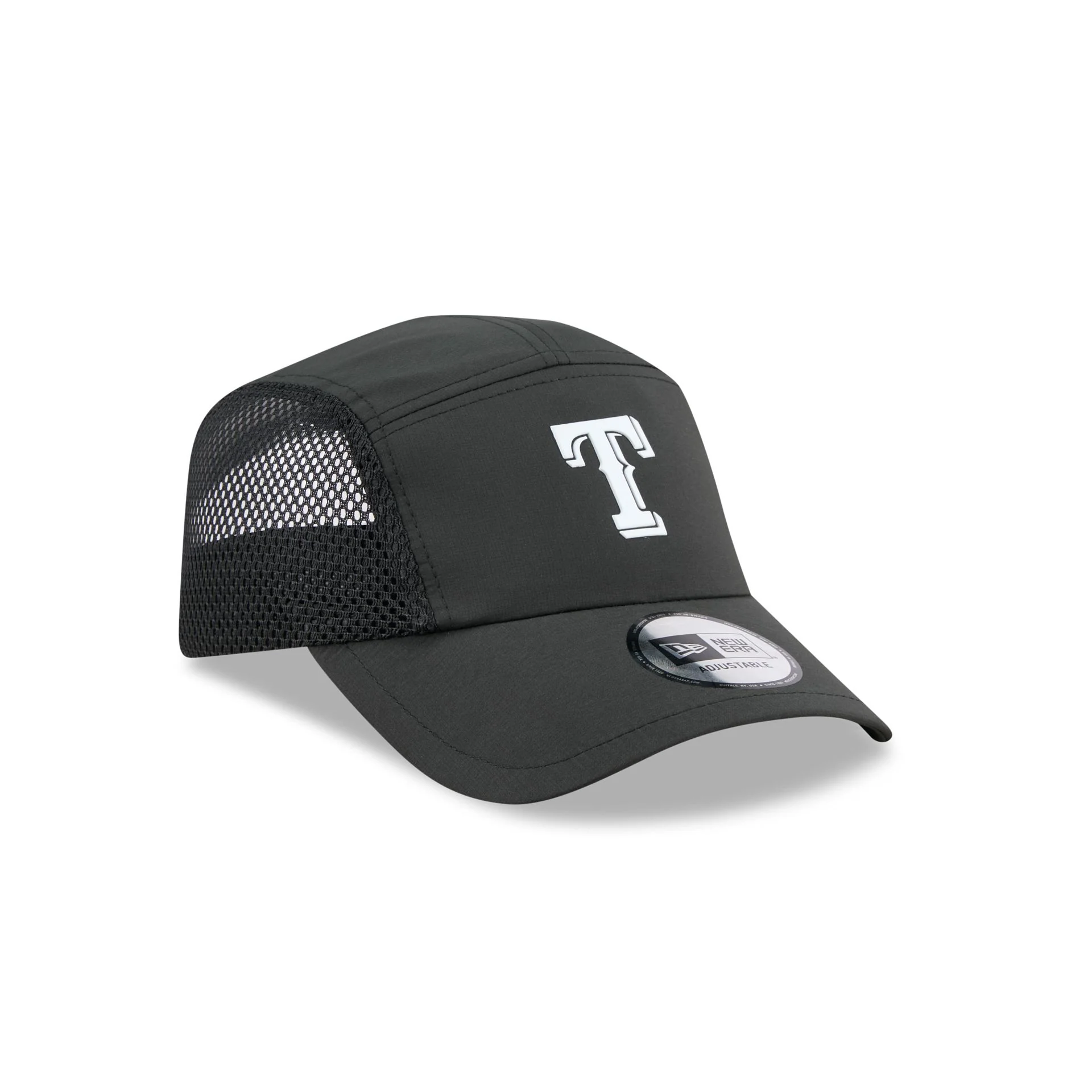 Texas Rangers Black Poly Runner Adjustable Hat