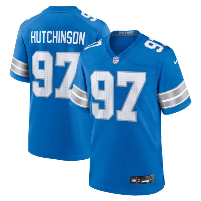 Men’s Detroit Lions Aidan Hutchinson Nike Blue Game Jersey