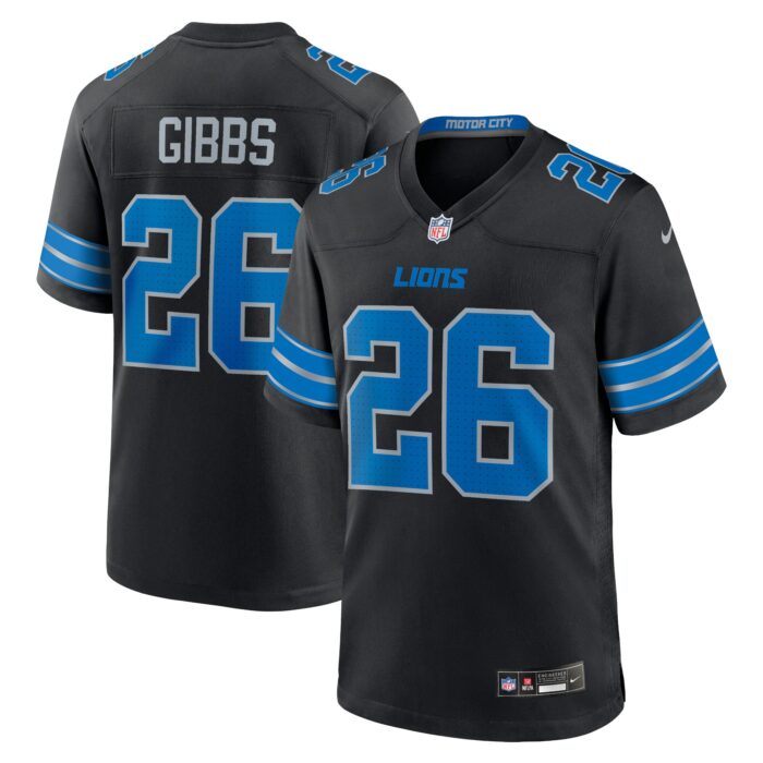 Men’s Detroit Lions Jahmyr Gibbs Nike Black 2nd Alternate Game Jersey