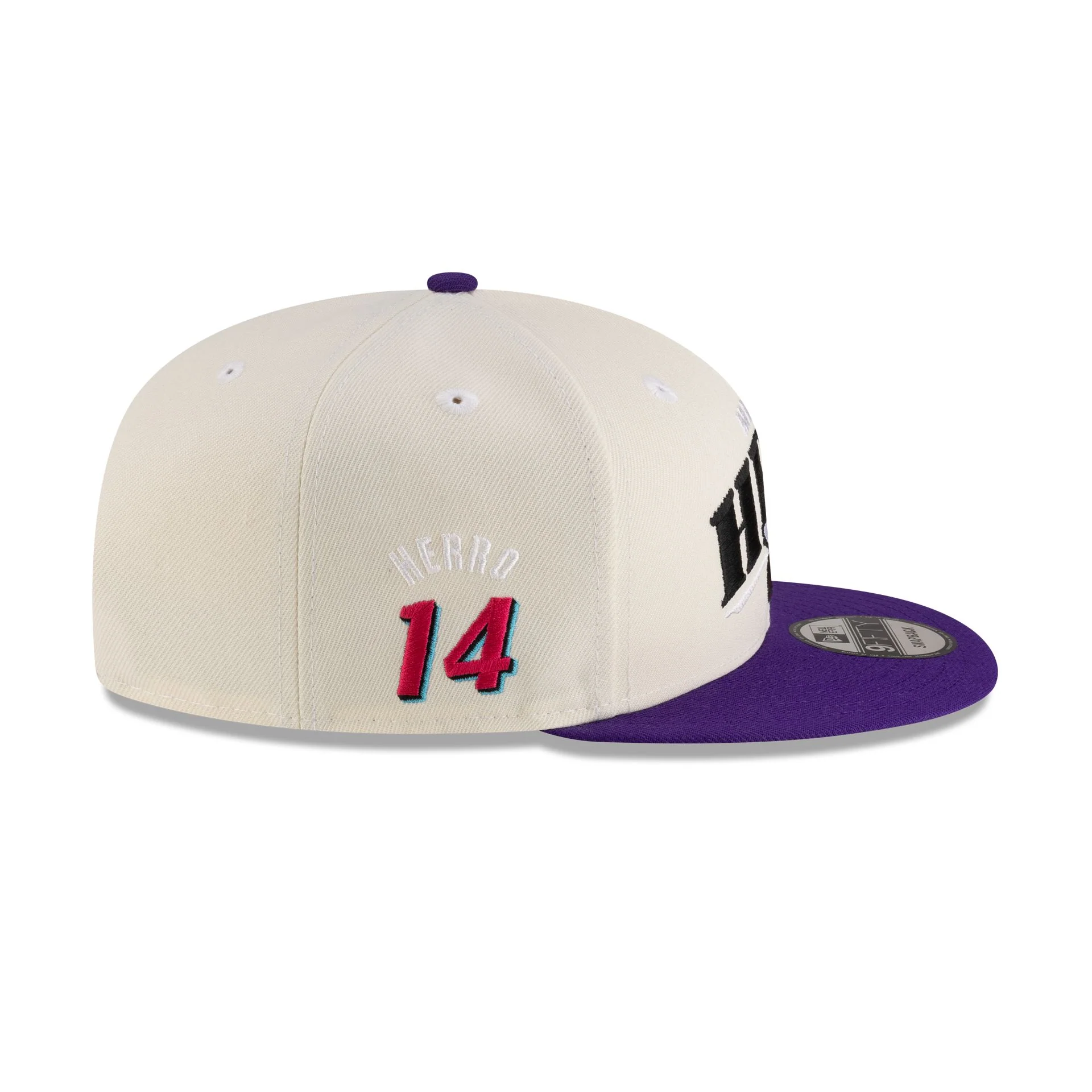 Tyler Herro x Miami Heat White Purple 9FIFTY Snapback Hat