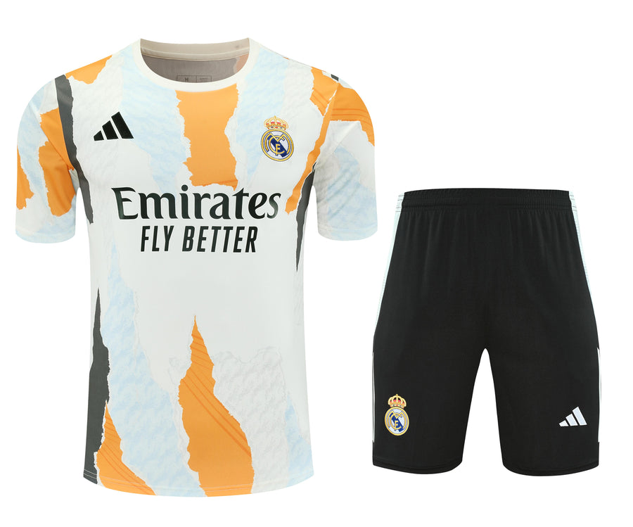 Kit Shirt + Shorts Real Madrid White/Black/Orange Training 25/26
