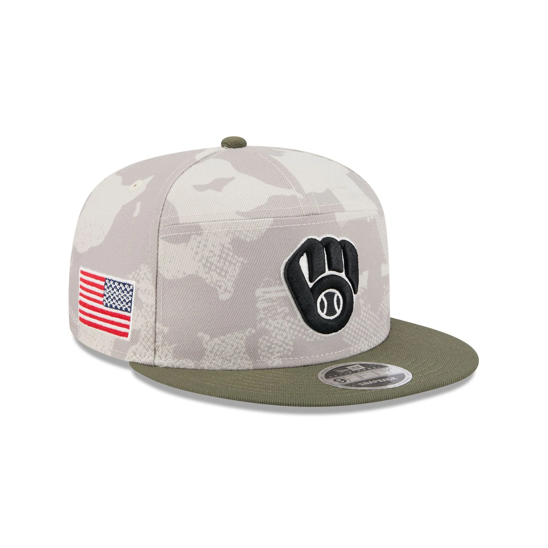 Milwaukee Brewers Armed Forces Day 2025 Split Panel 9FIFTY Snapback Hat