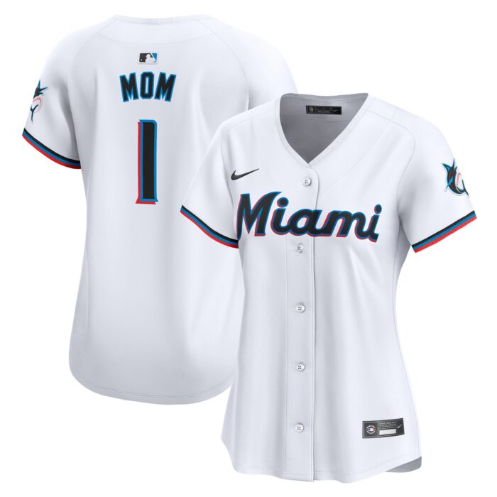 Women’s Miami Marlins Nike White #1 Mom Home Limited Jersey