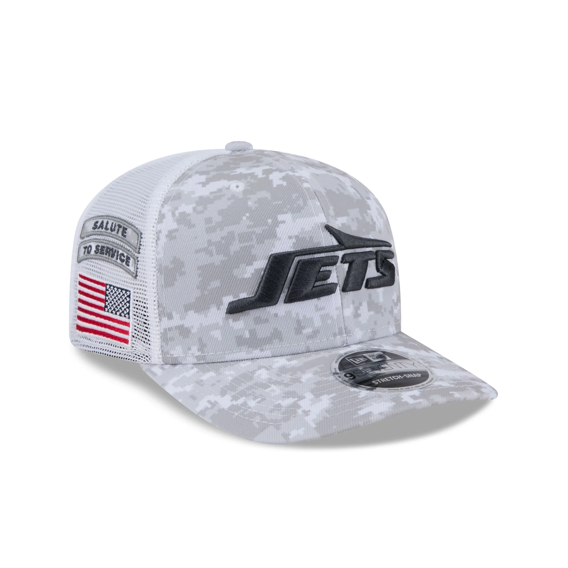 New York Jets 2024 Salute to Service 9SEVENTY Trucker Hat