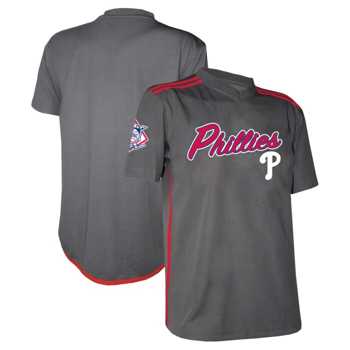 Men’s  Philadelphia Phillies Stitches Charcoal Team V-Neck Jersey