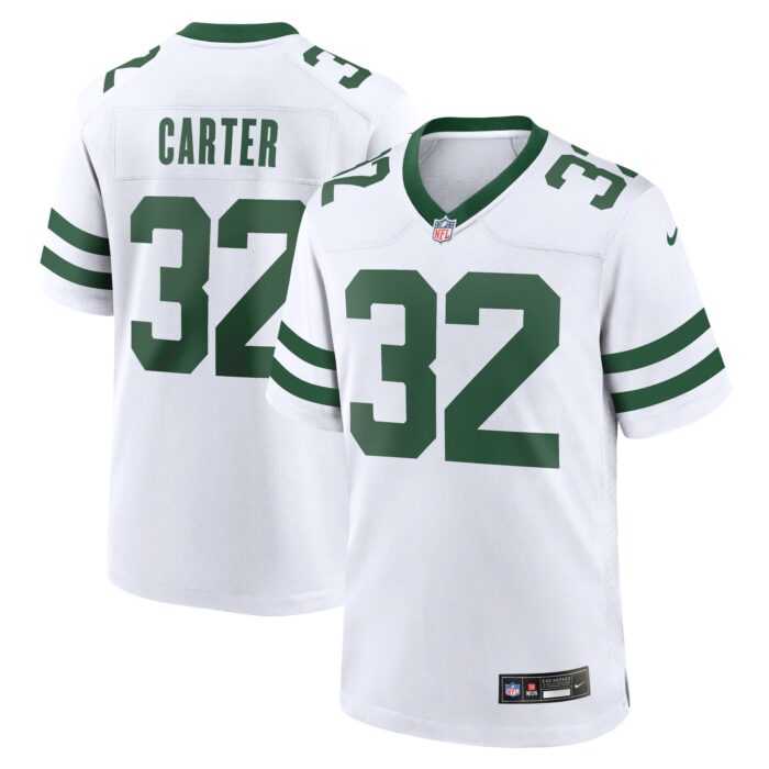 Men’s New York Jets Michael Carter Nike Legacy White Game Jersey