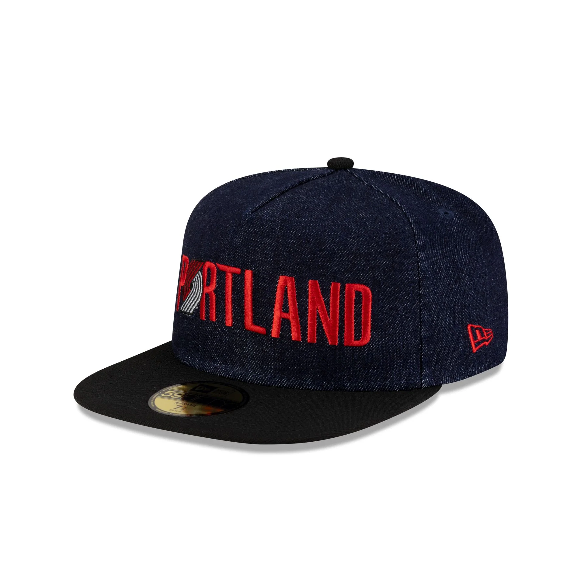 Portland Trail Blazers Navy Denim 59FIFTY A-Frame Fitted Hat