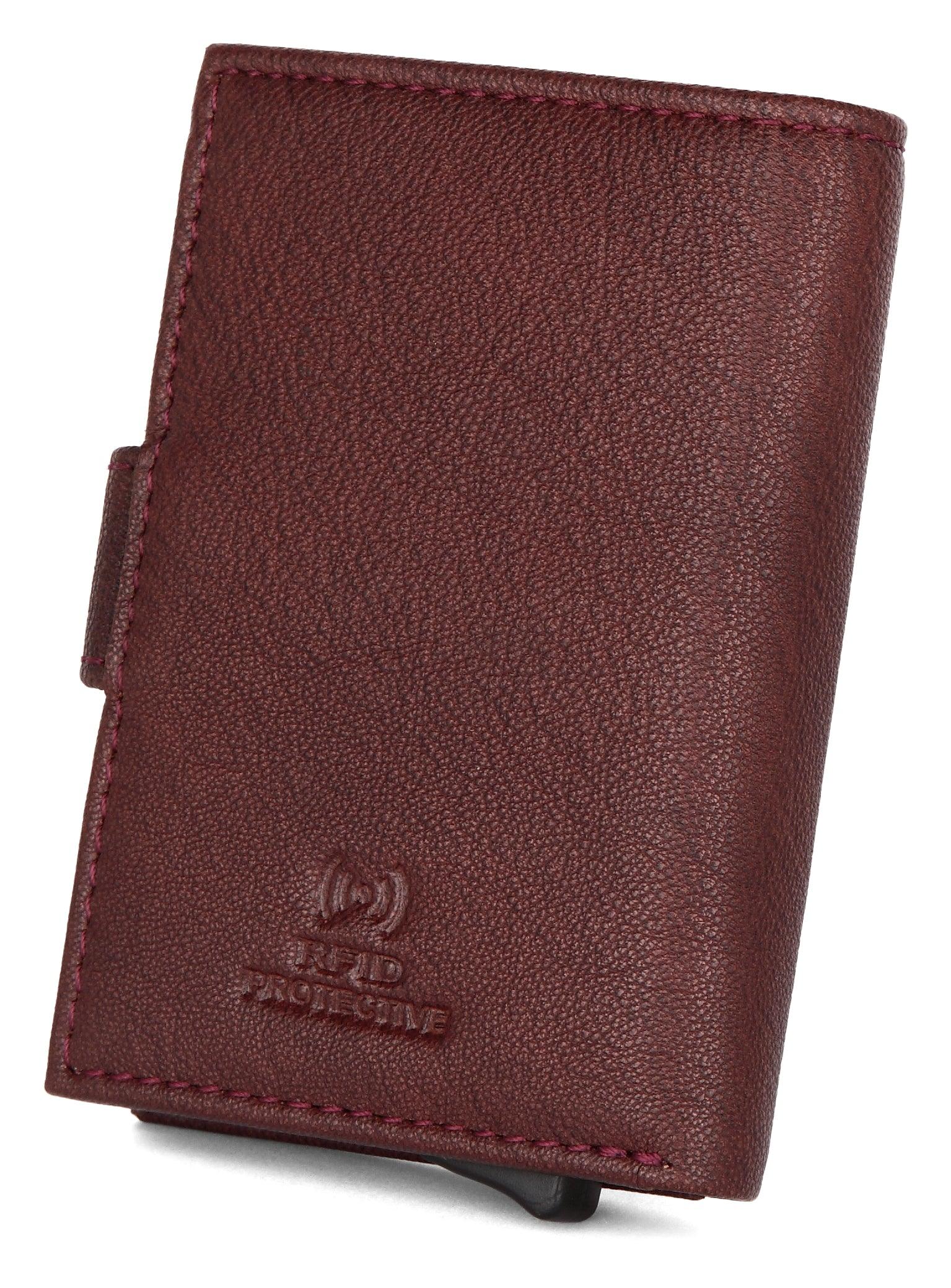 WildHorn® RFID Protected Unisex Genuine Leather Card Holder (Bombay Brown)
