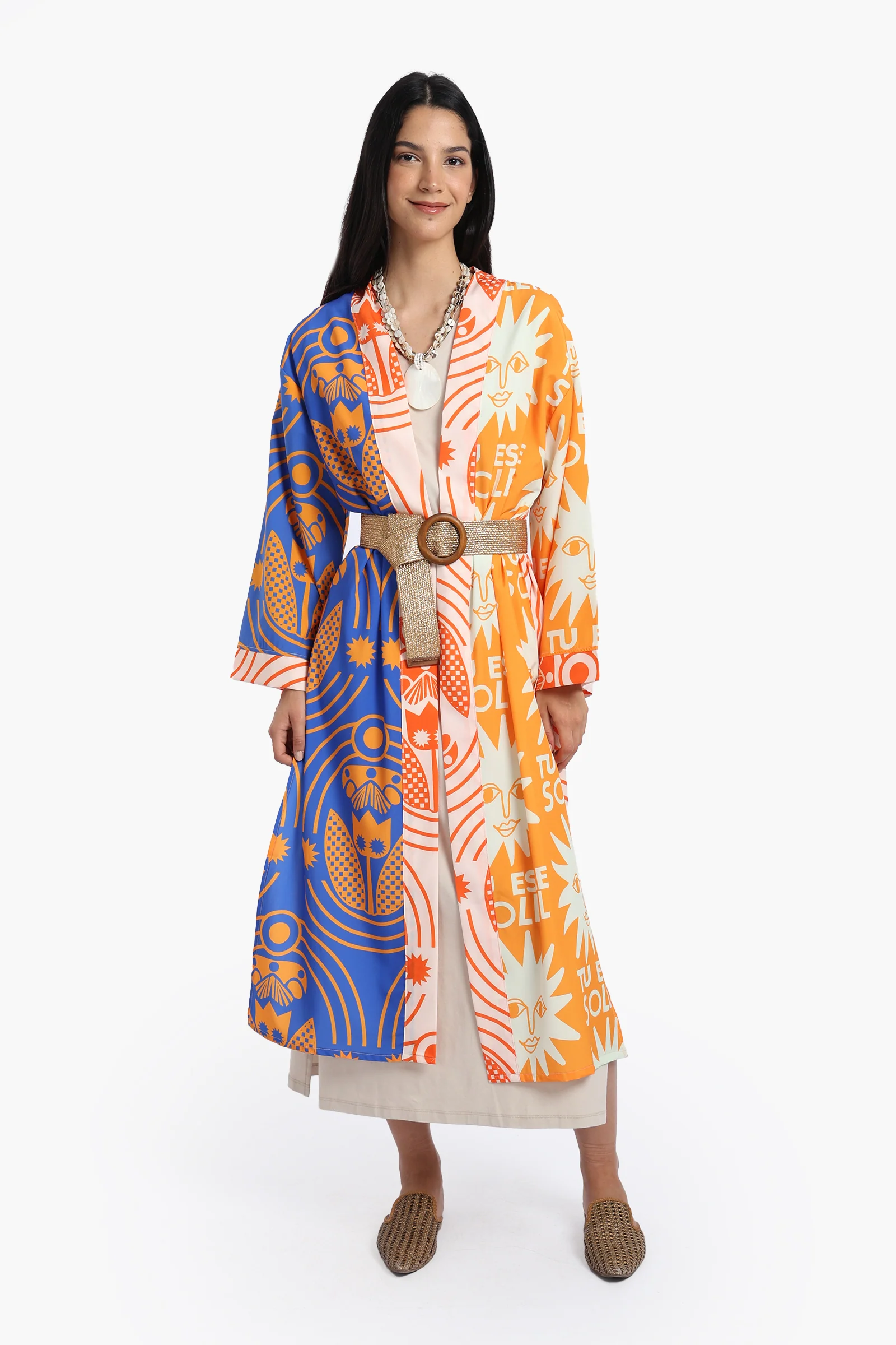 Sun-Printed Midi Kimono