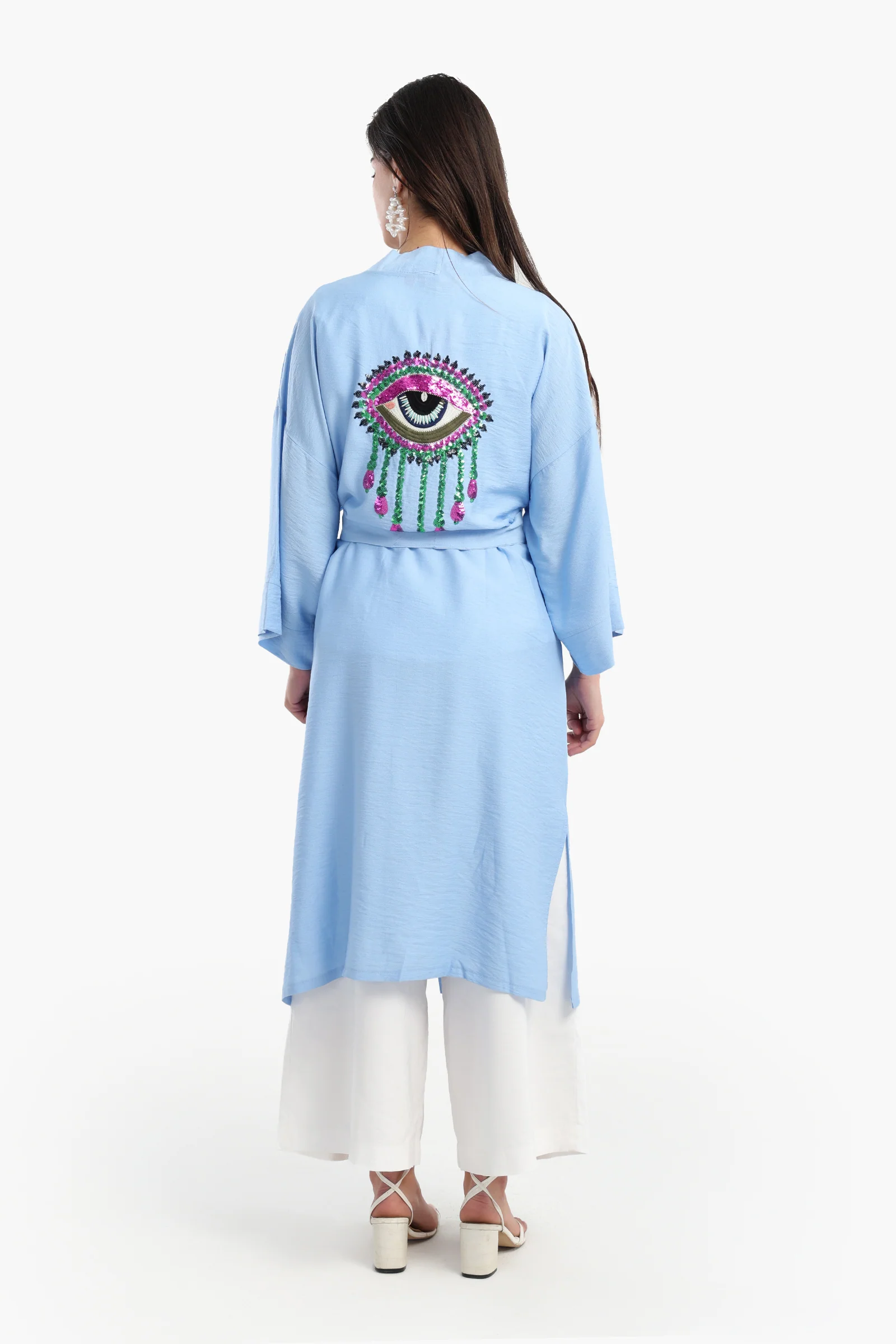 Blue Open Front Kimono
