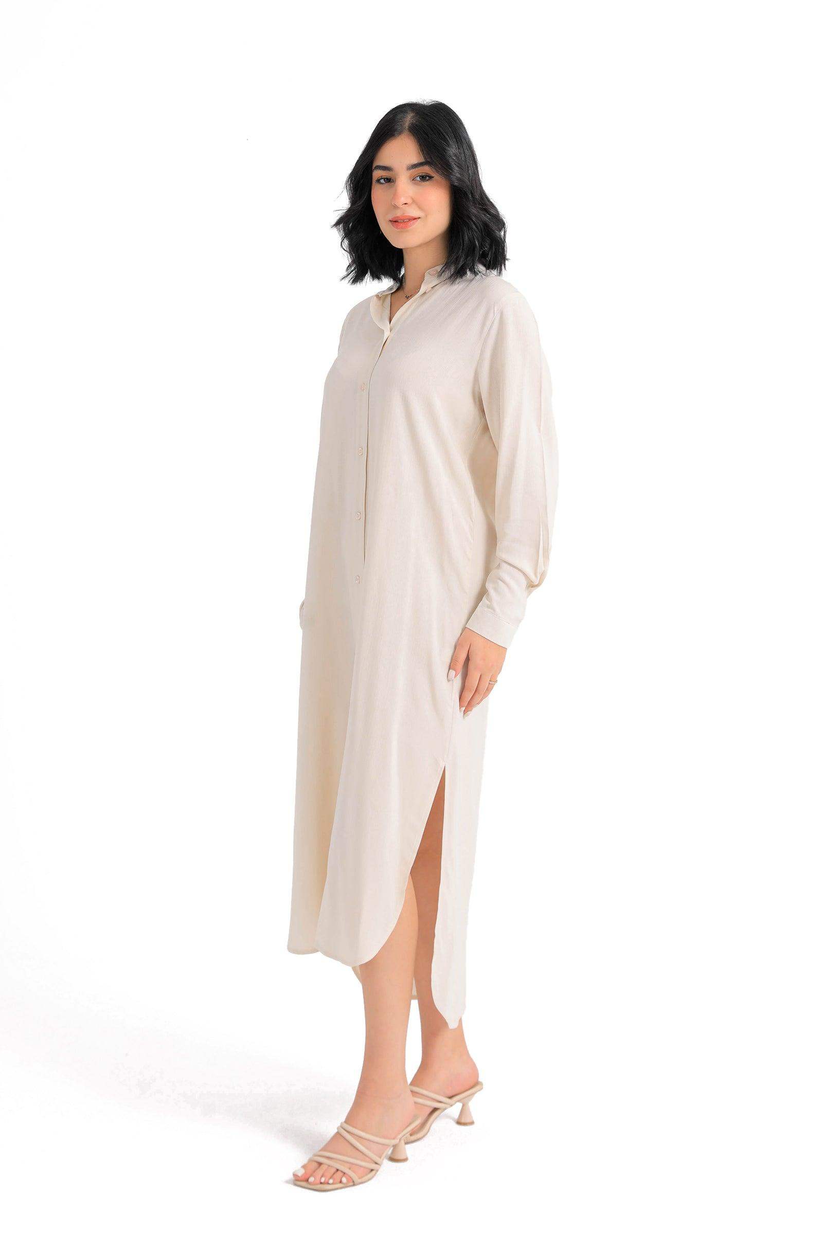 Mandarin Collar Shirt Dress