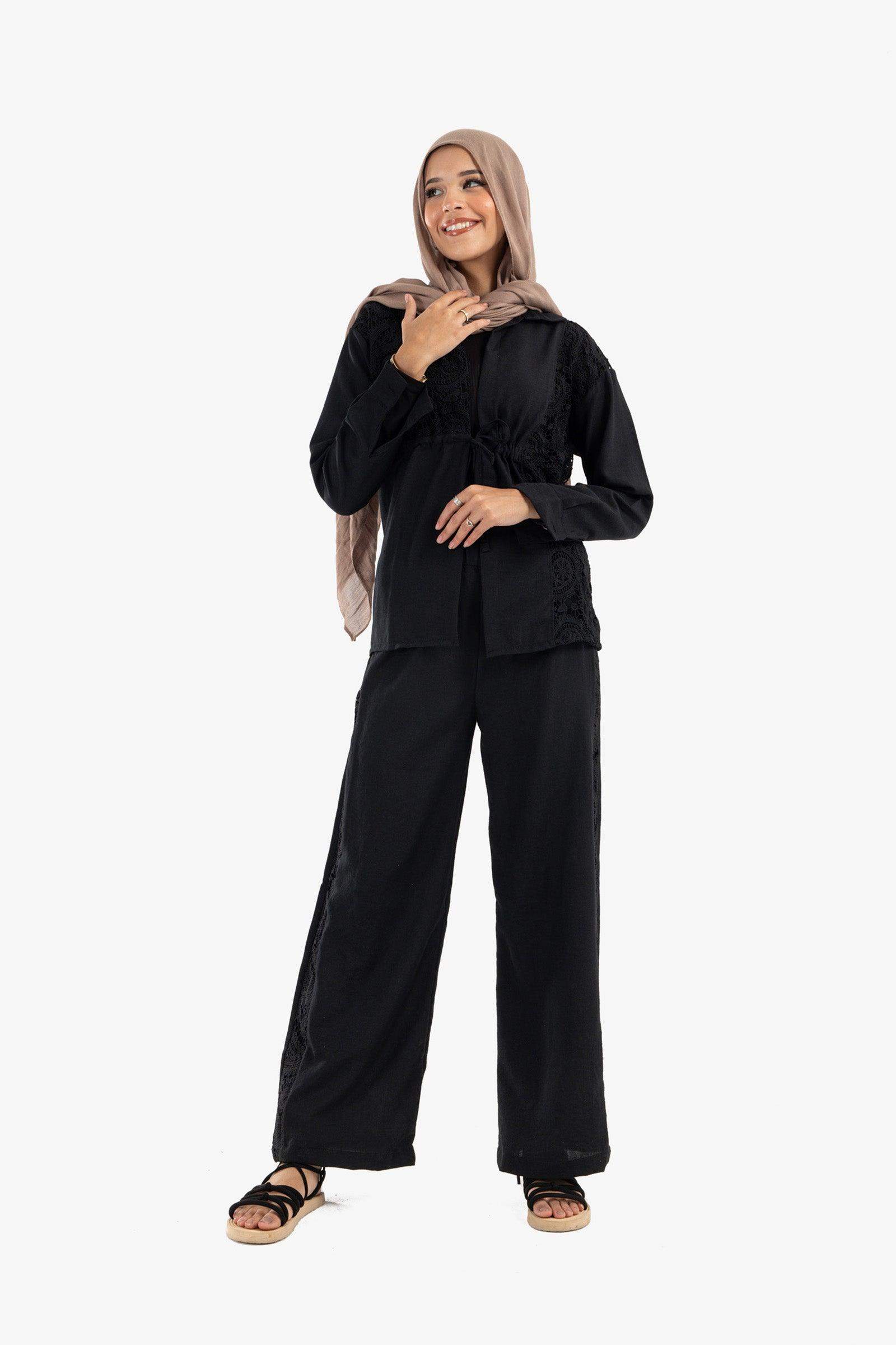 Linen Lounge Jacket with Embroidery