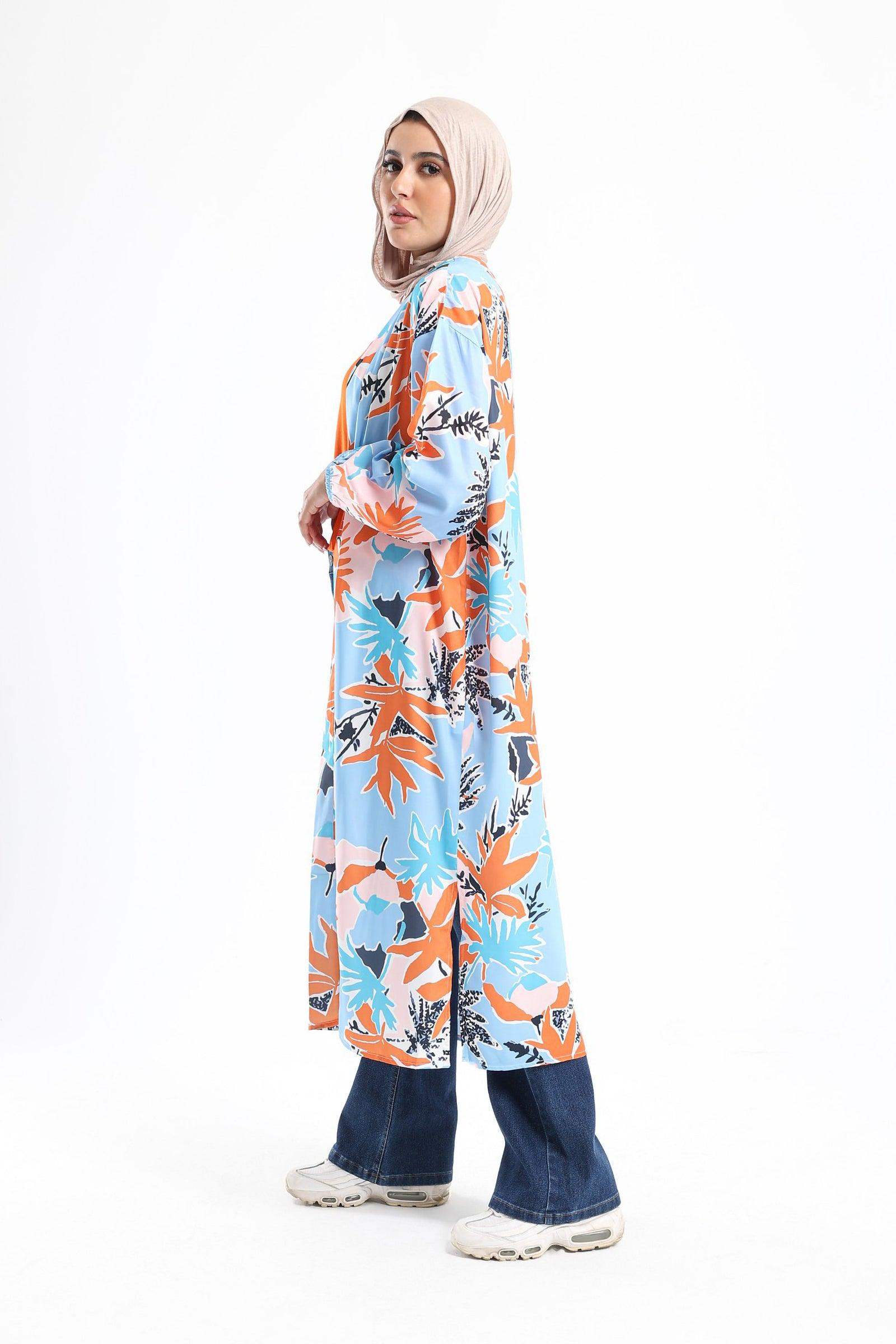 Colored Kimono with Elastic Cuffs