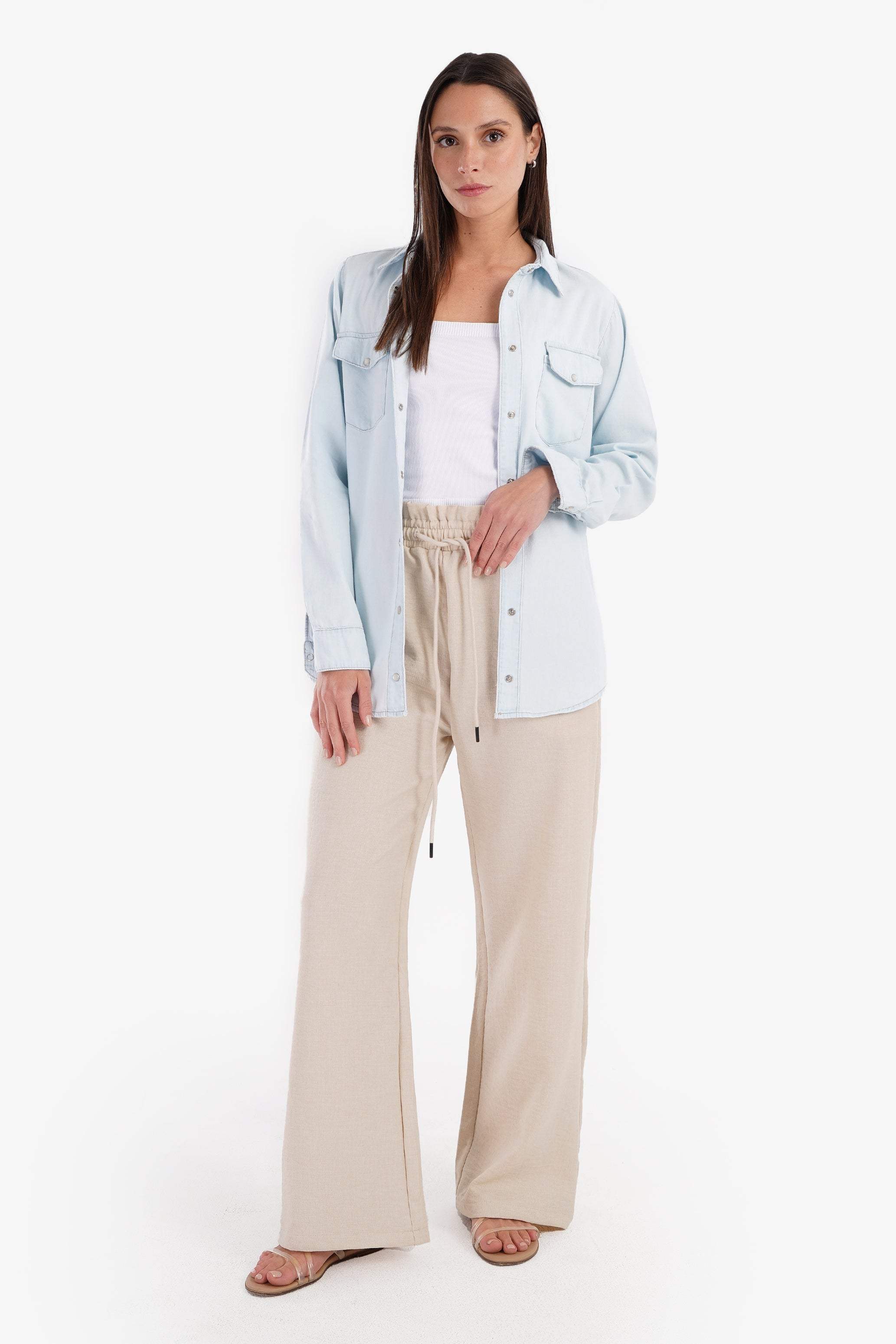 Snap Closure Denim Shirt