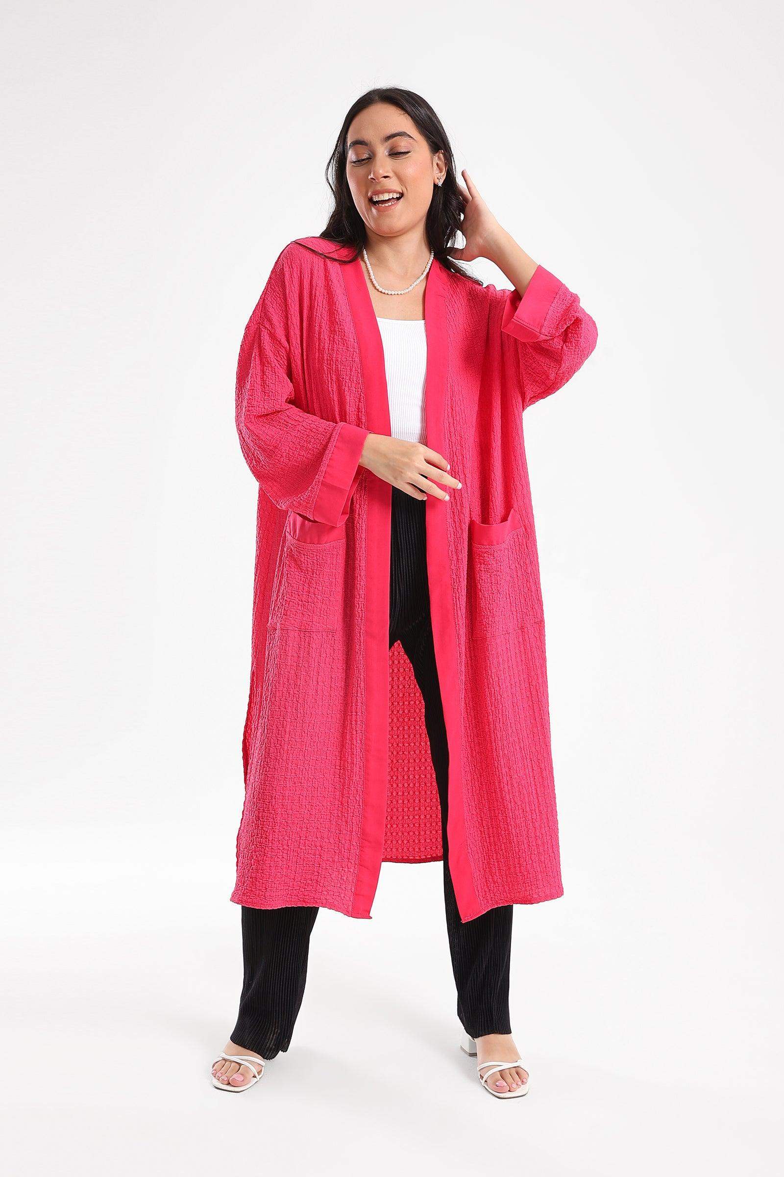 Self Pattern Open Front Kimono