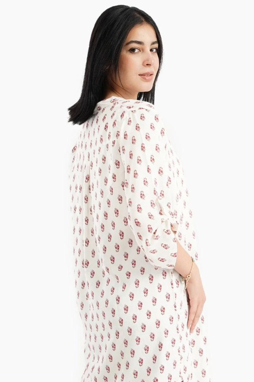 Printed Nightgown with Round Hem