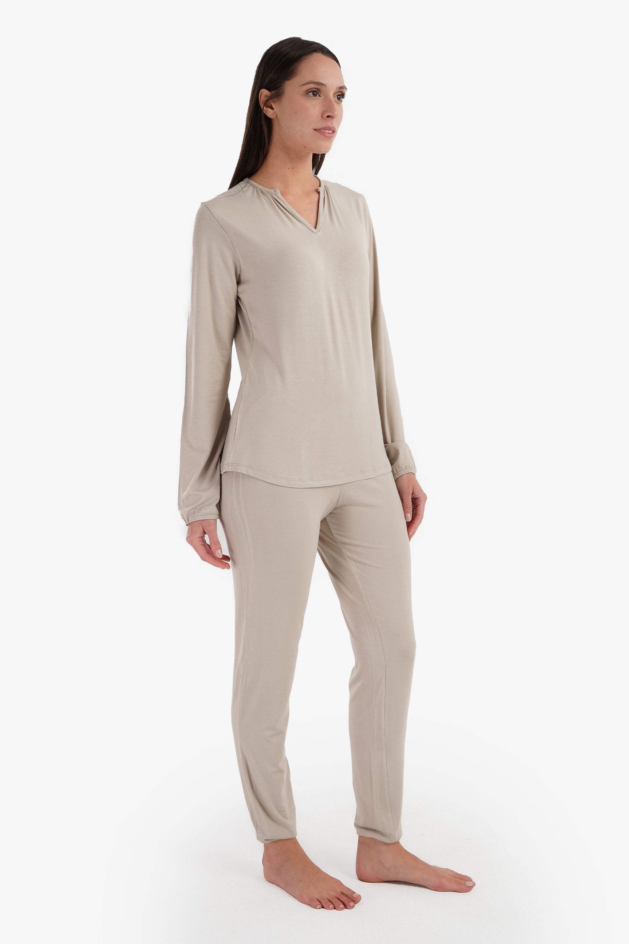 Viscose V-Neck Pyjama Set