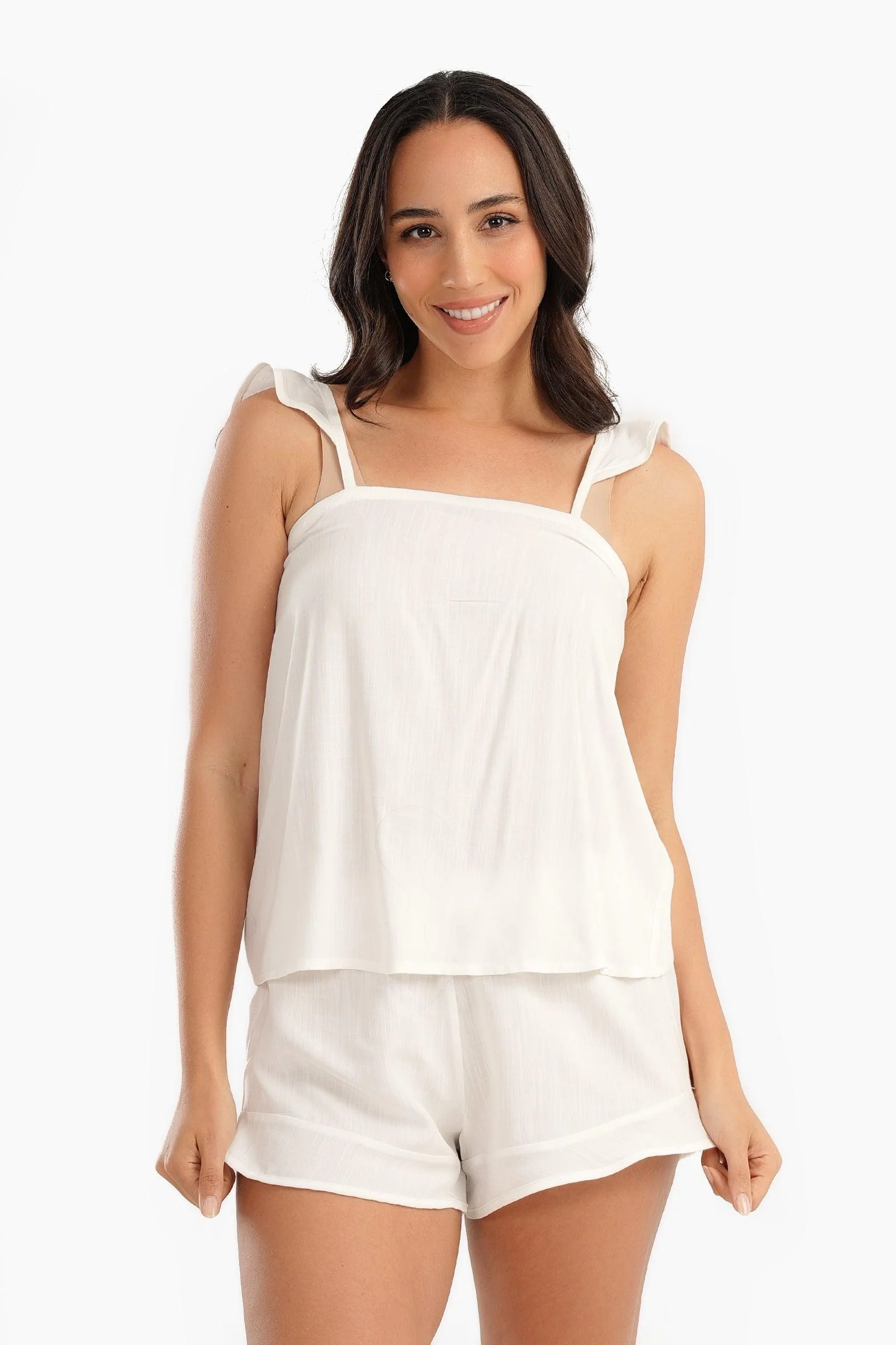Off White Viscose Pyjama Set
