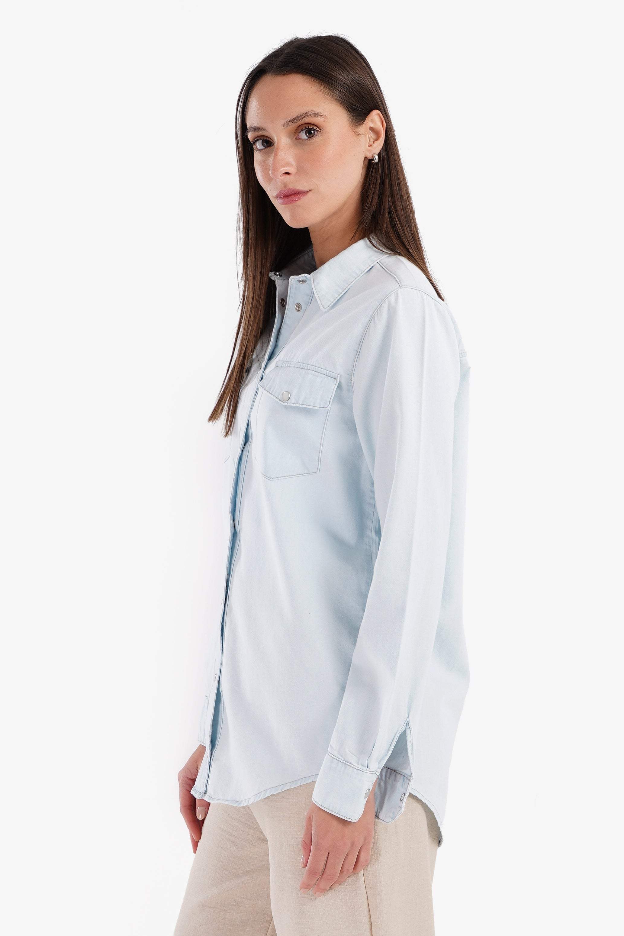 Snap Closure Denim Shirt