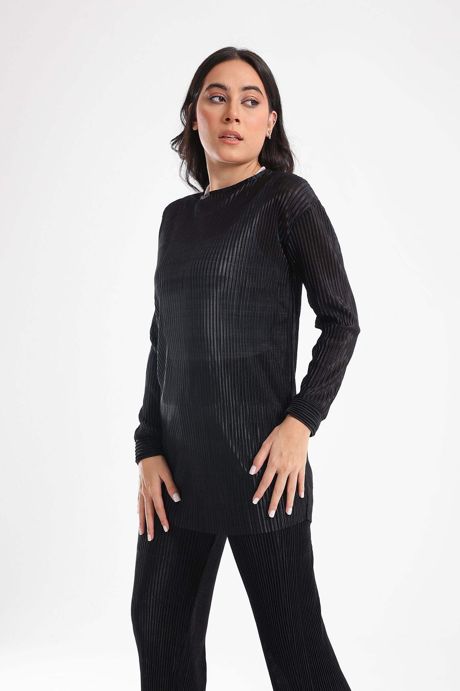 Ribbed Voile Blouse