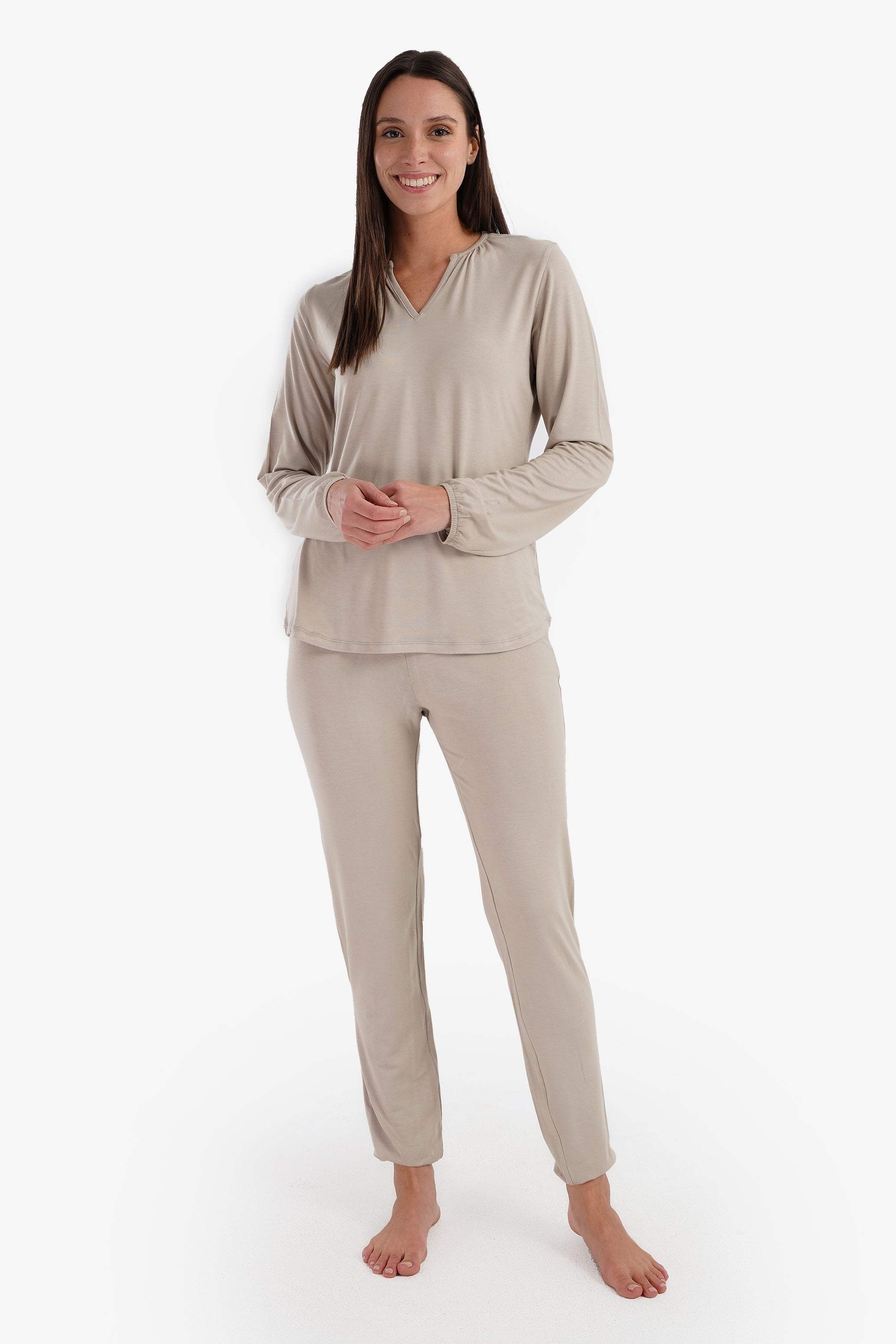 Viscose V-Neck Pyjama Set