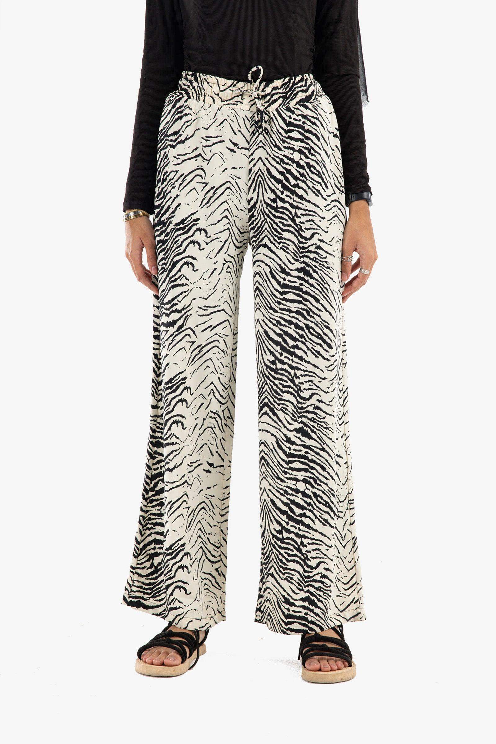 Zebra Pattern Crepe Pants