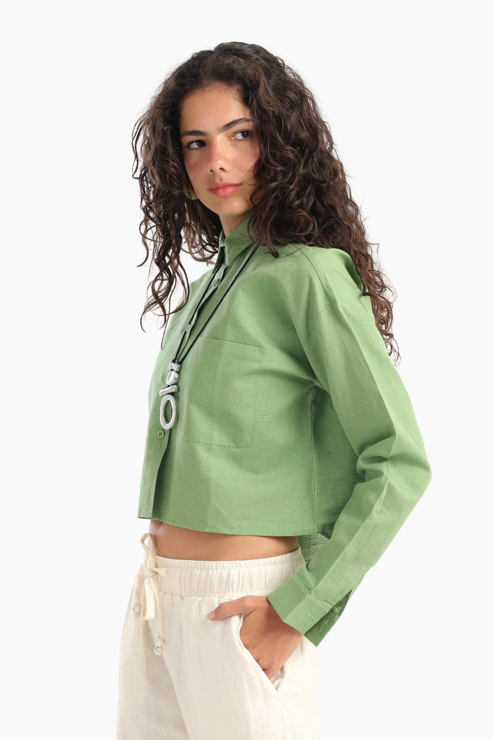 Long Sleeves Cropped Shirt