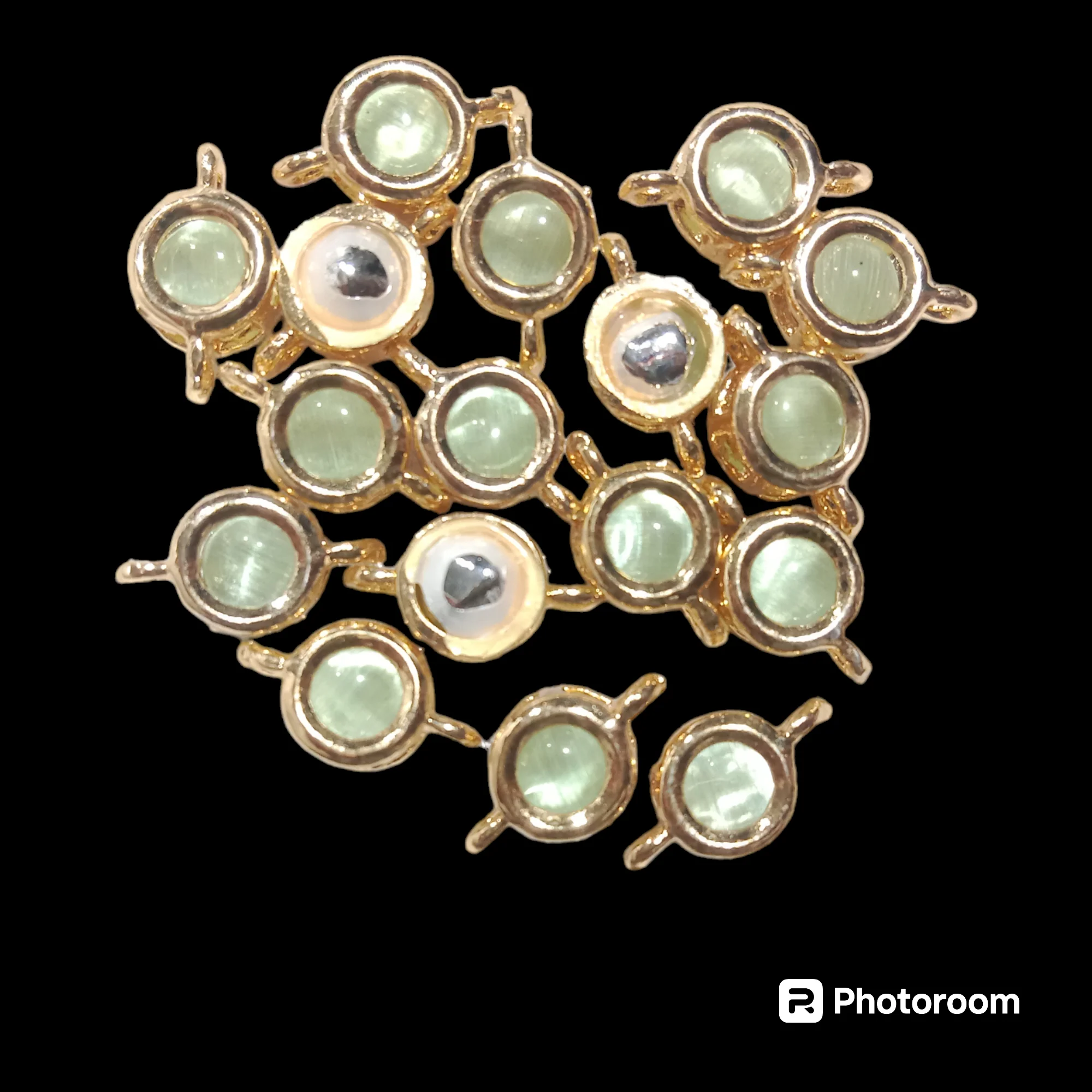 Mint(20pcs) high quality round shape kundan connectors (1cm)