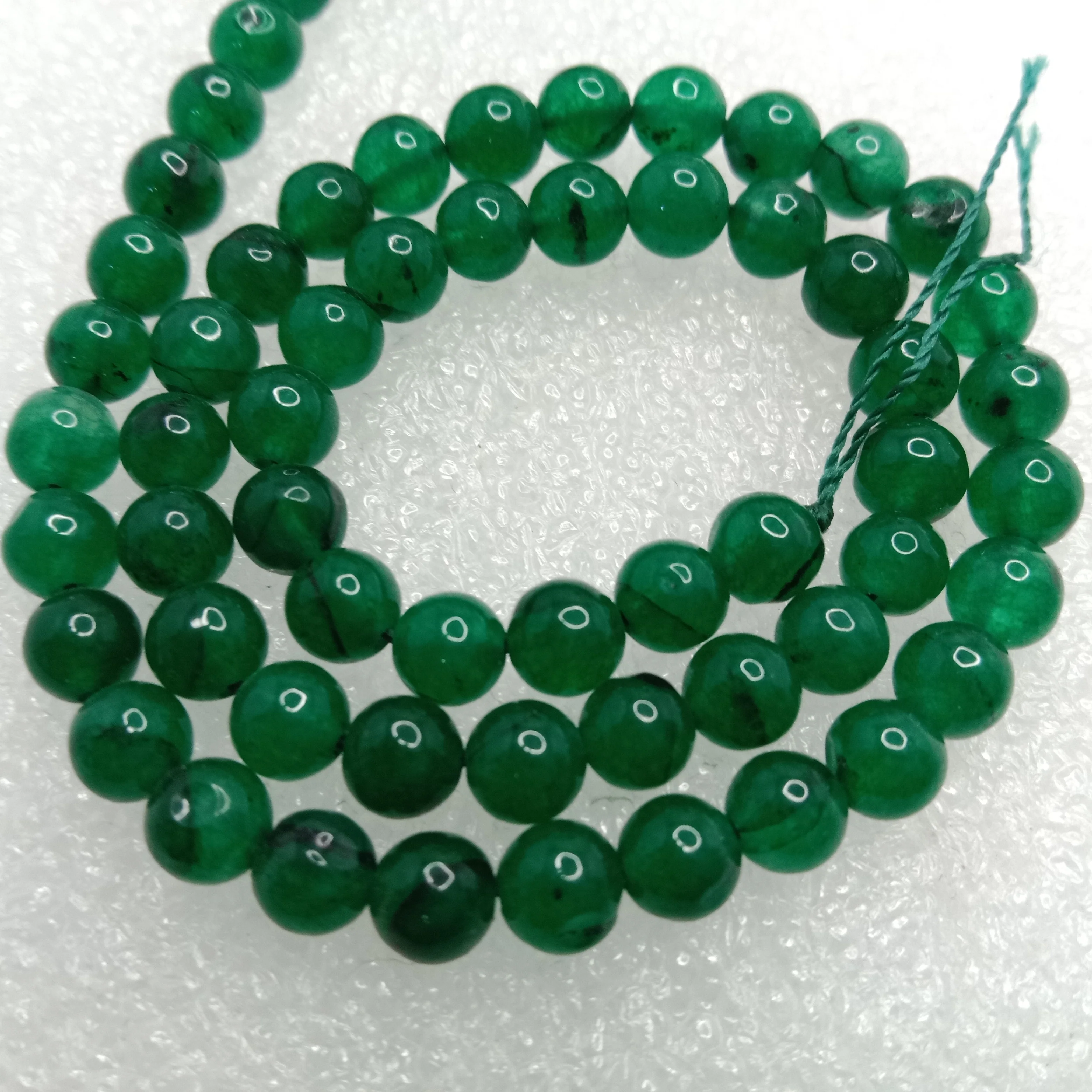 Dark green 6mm plan agate beads 1 string