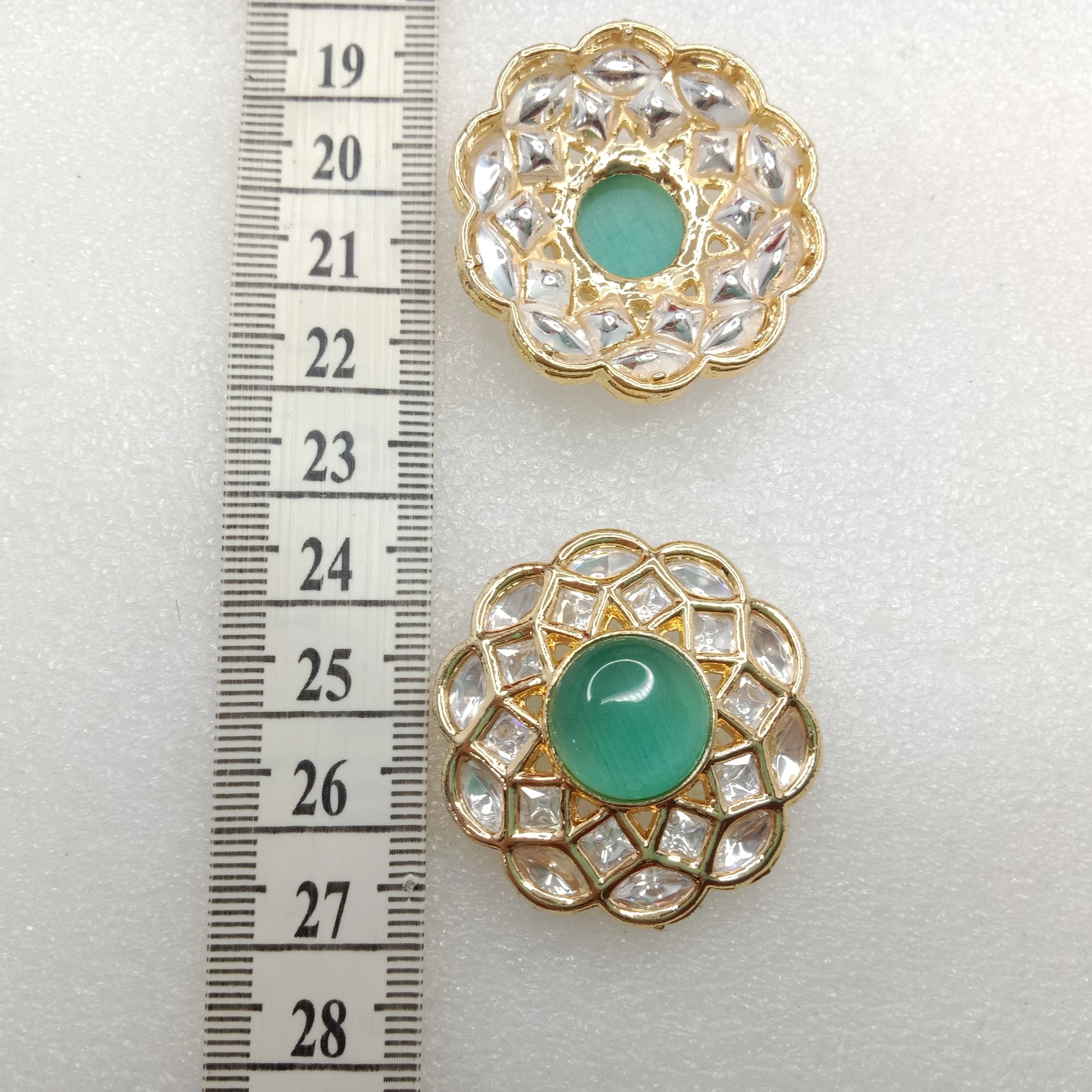 Mint (2pcs) high quality kundan connectors flower shape 37mm(4cm)
