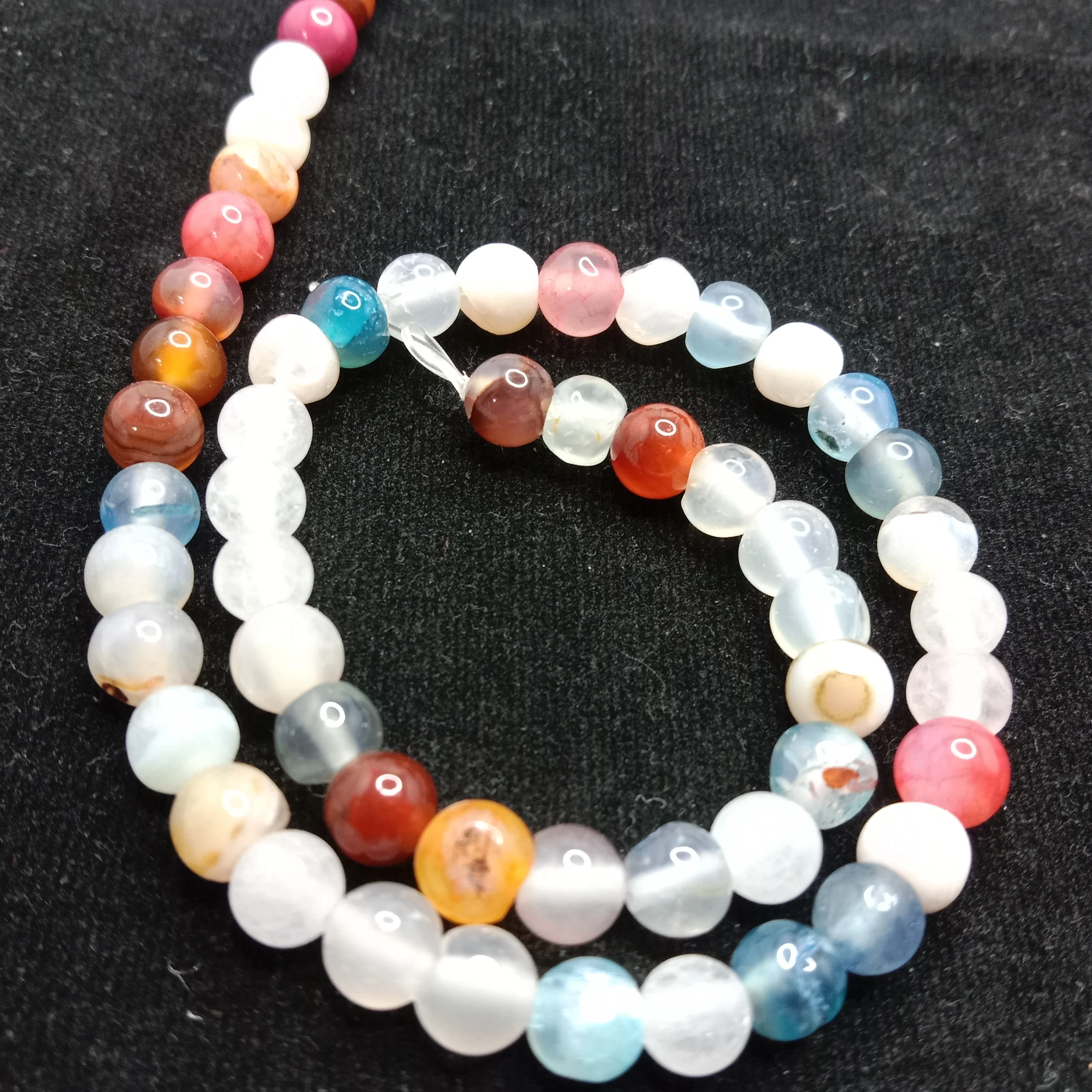 Multi colour 6mm plan agate beads 1 string