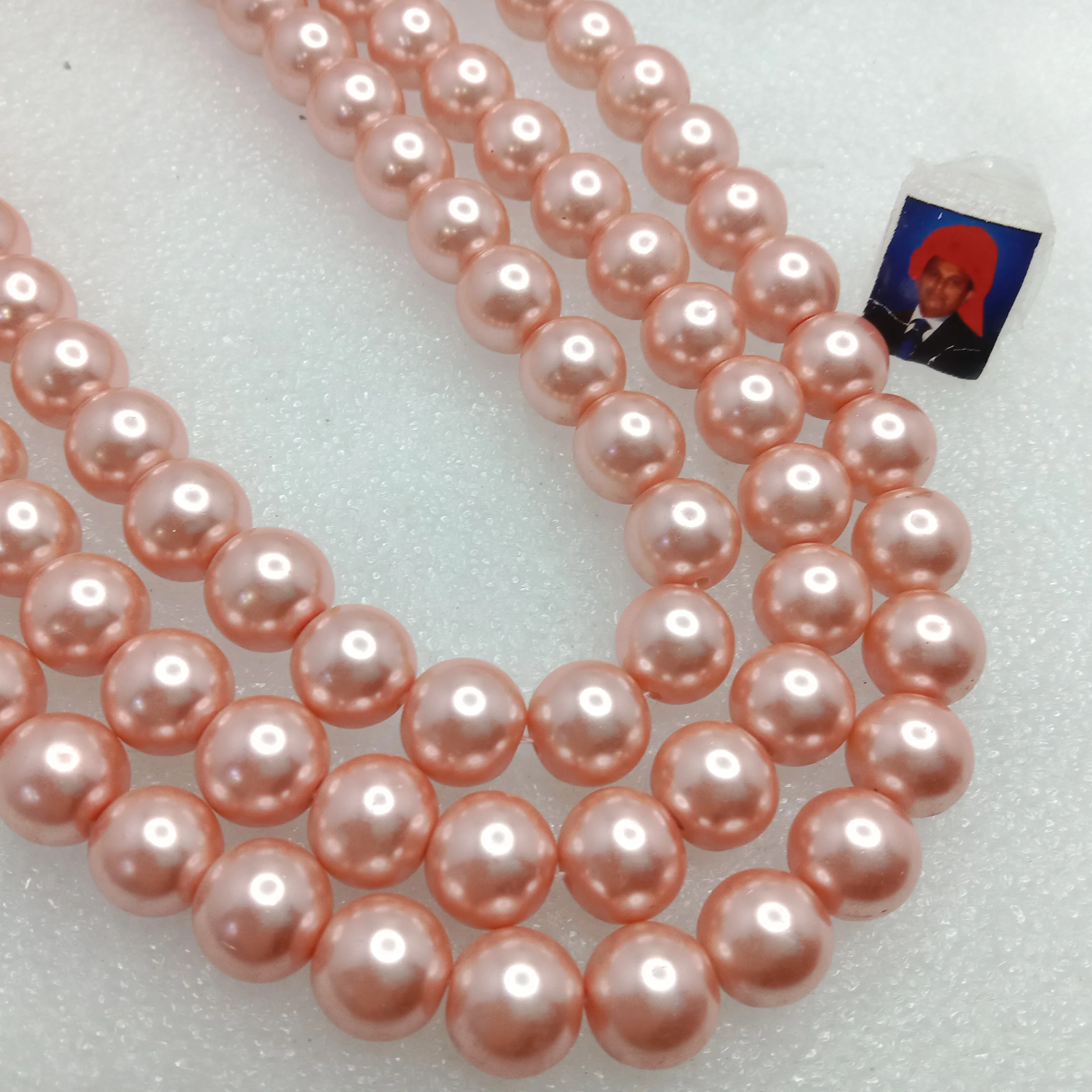 High quality pink metallic pearls 10 mm 1 string