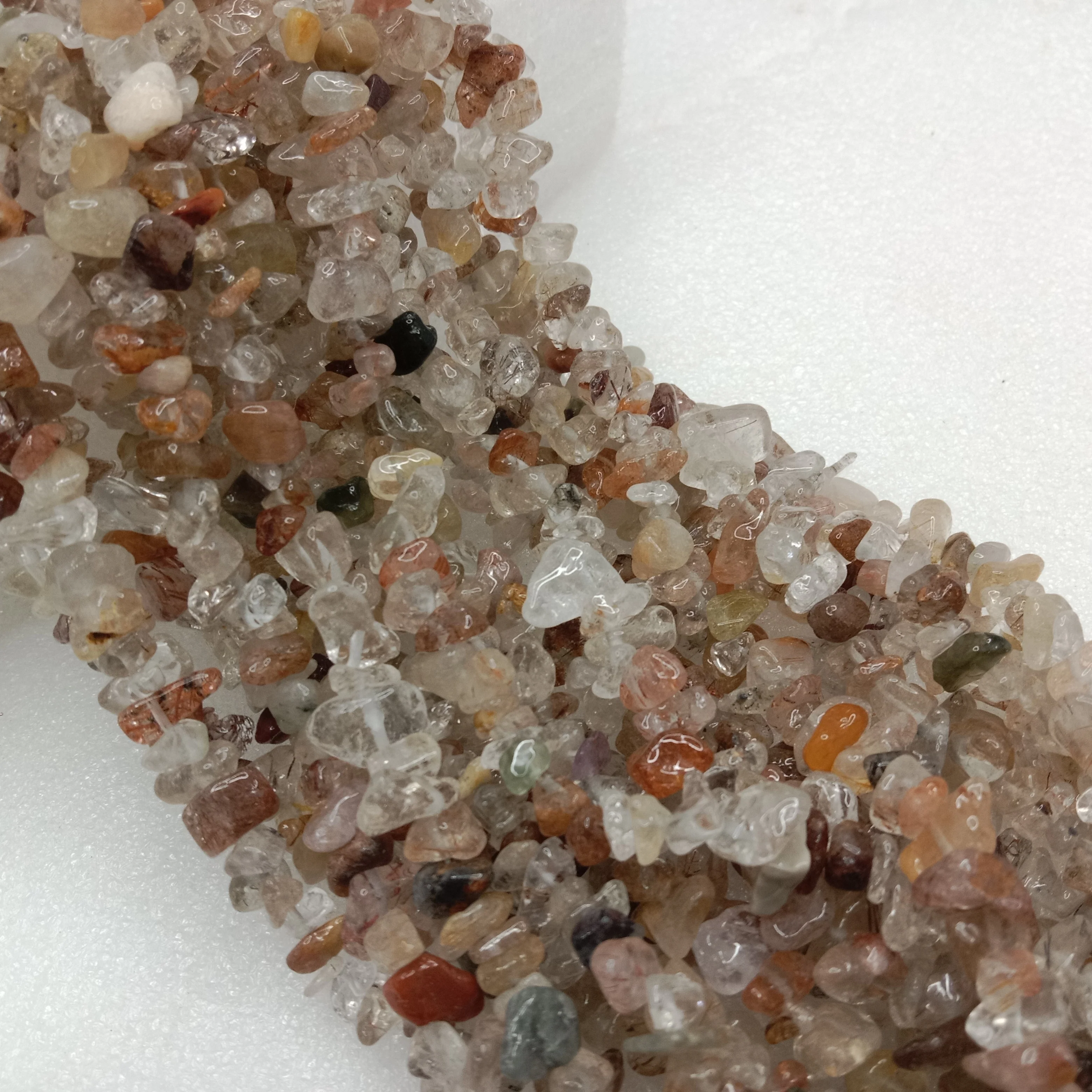 Fire quartz Uncut stone beads 1 string
