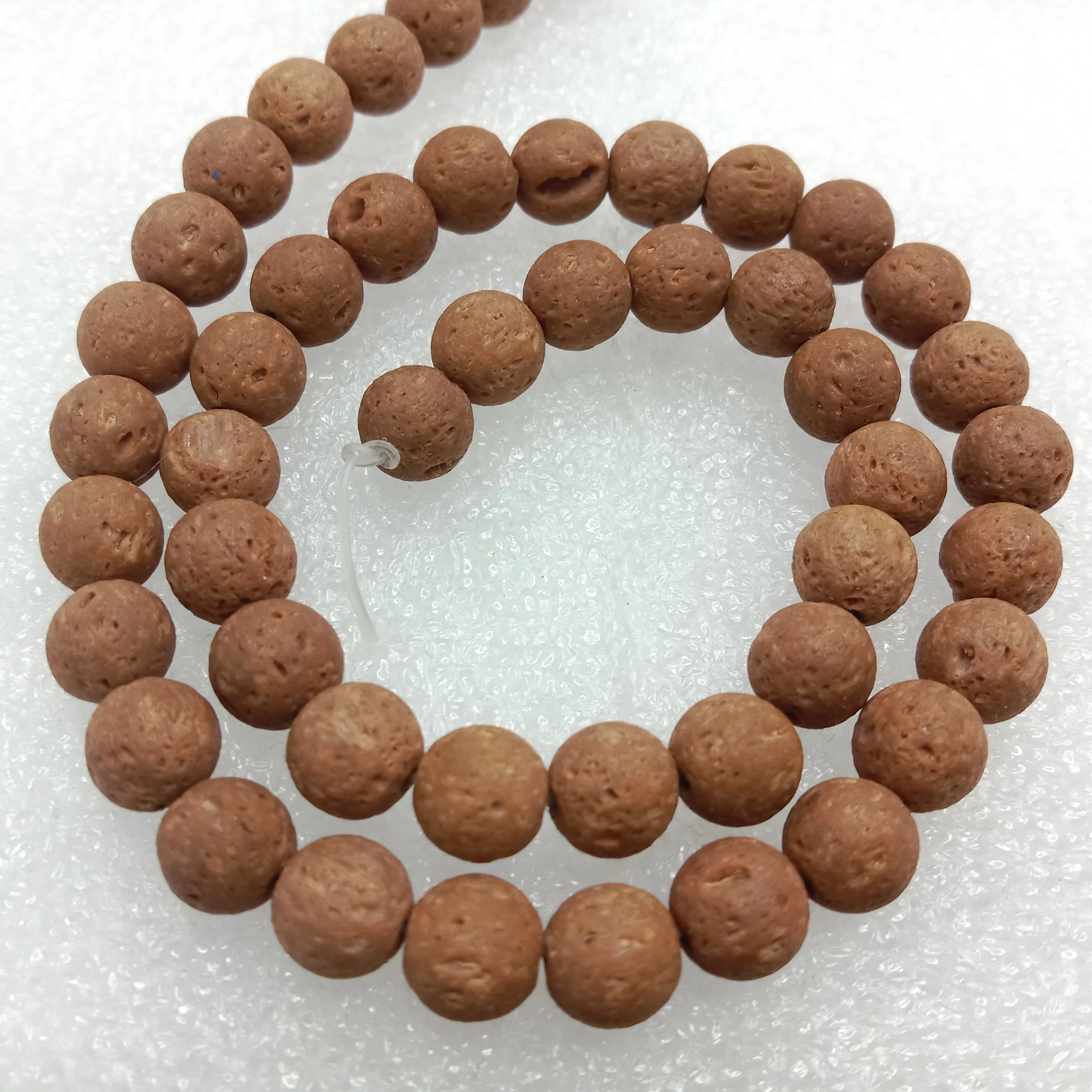brown round shape lava beads 8 mm 1 string