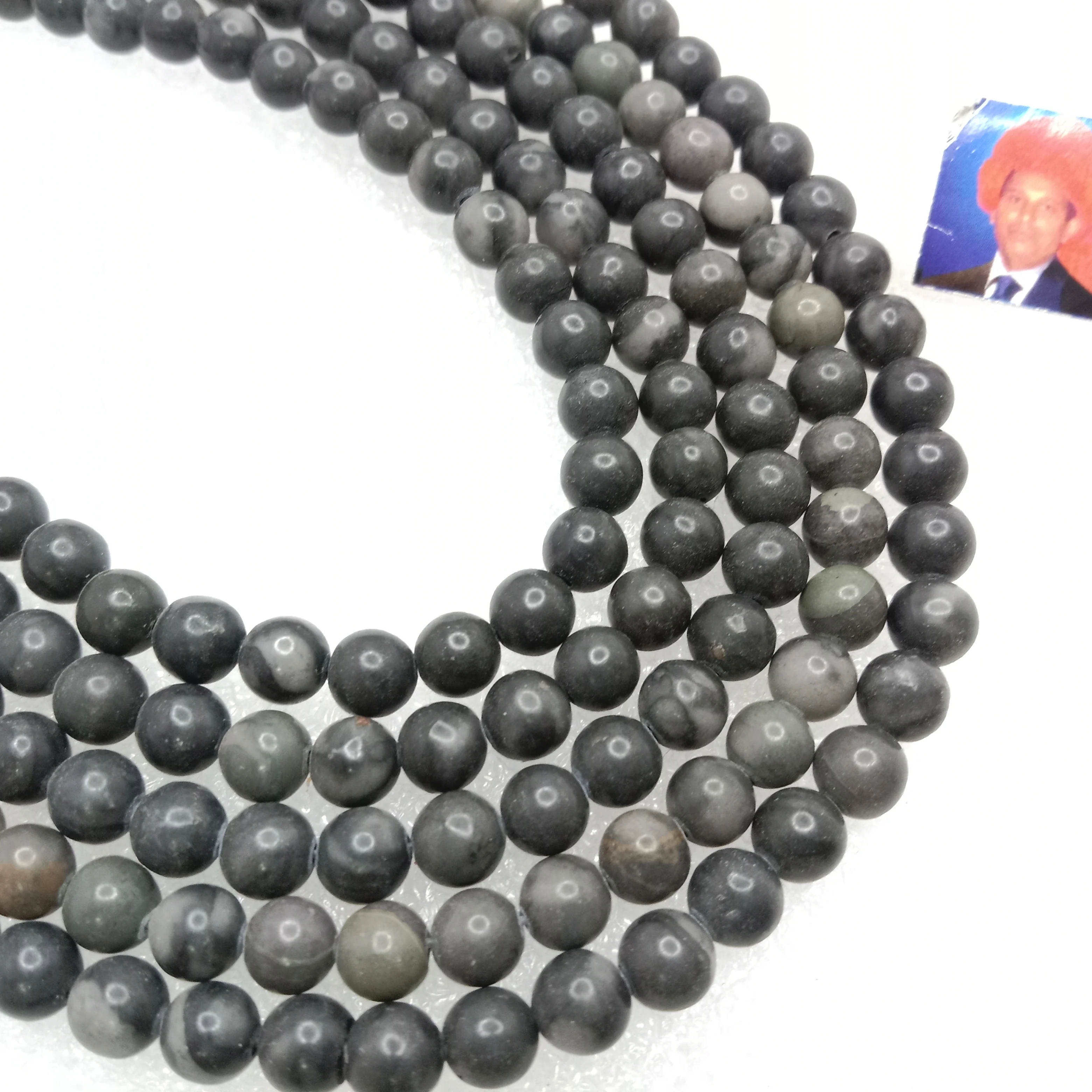 Shaded Gray 6mm plan agate beads 1 string