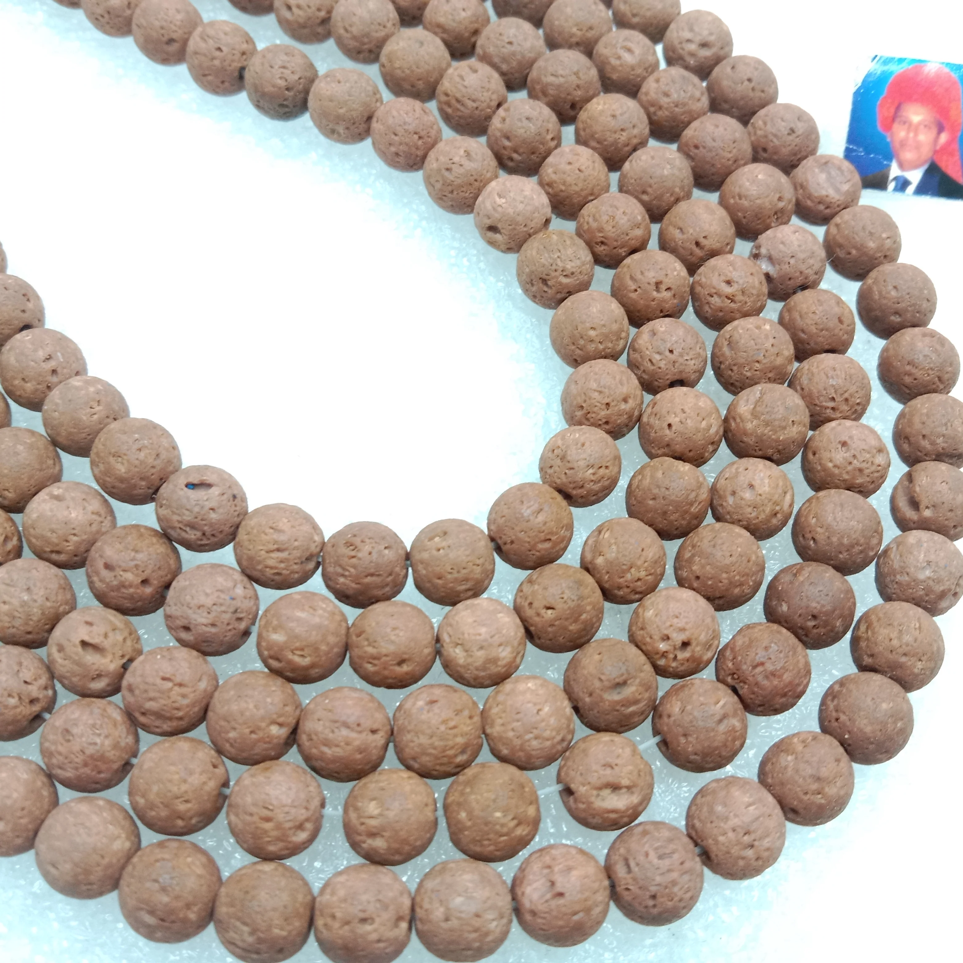 brown round shape lava beads 8 mm 1 string