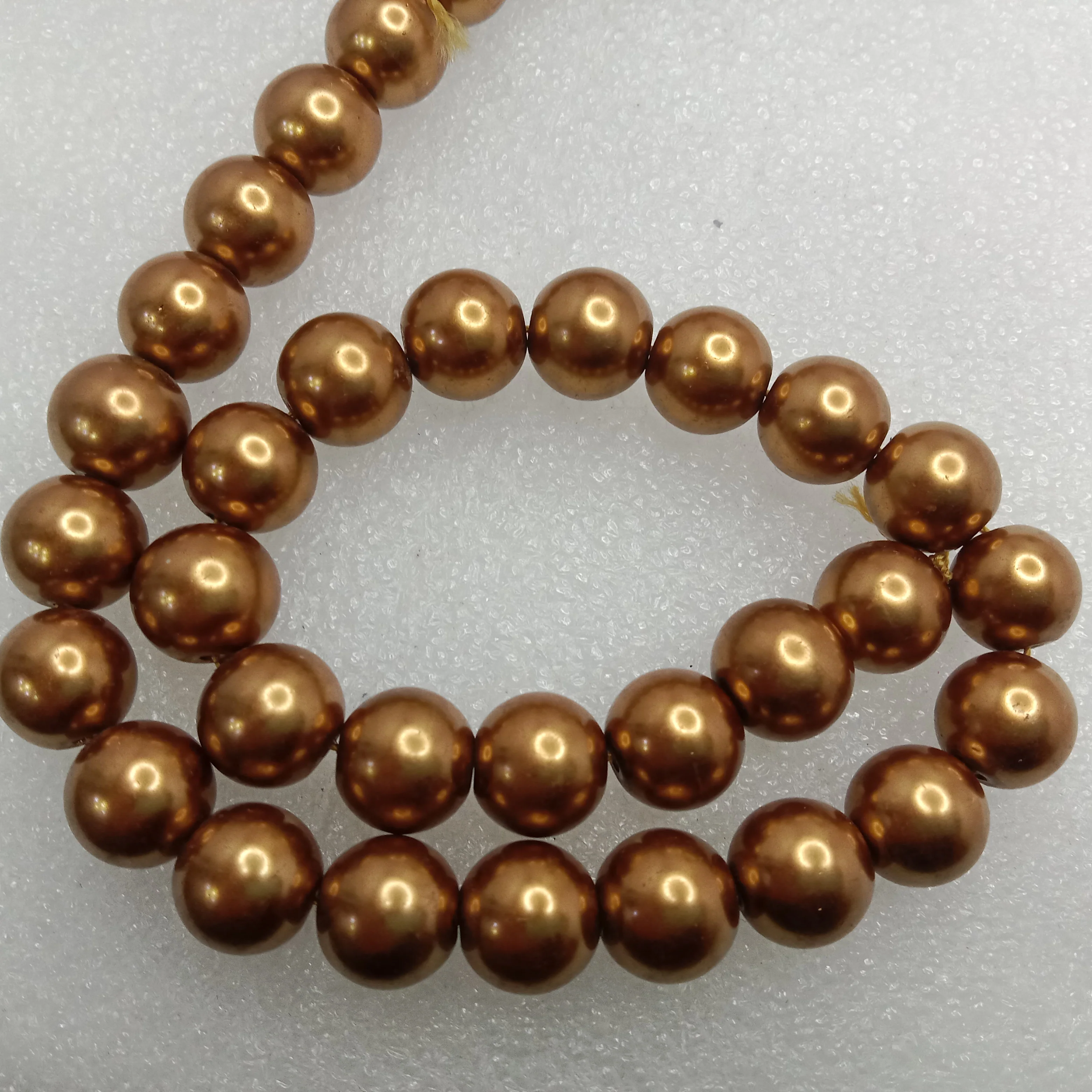 High quality copper metallic pearls 12 mm 1 string