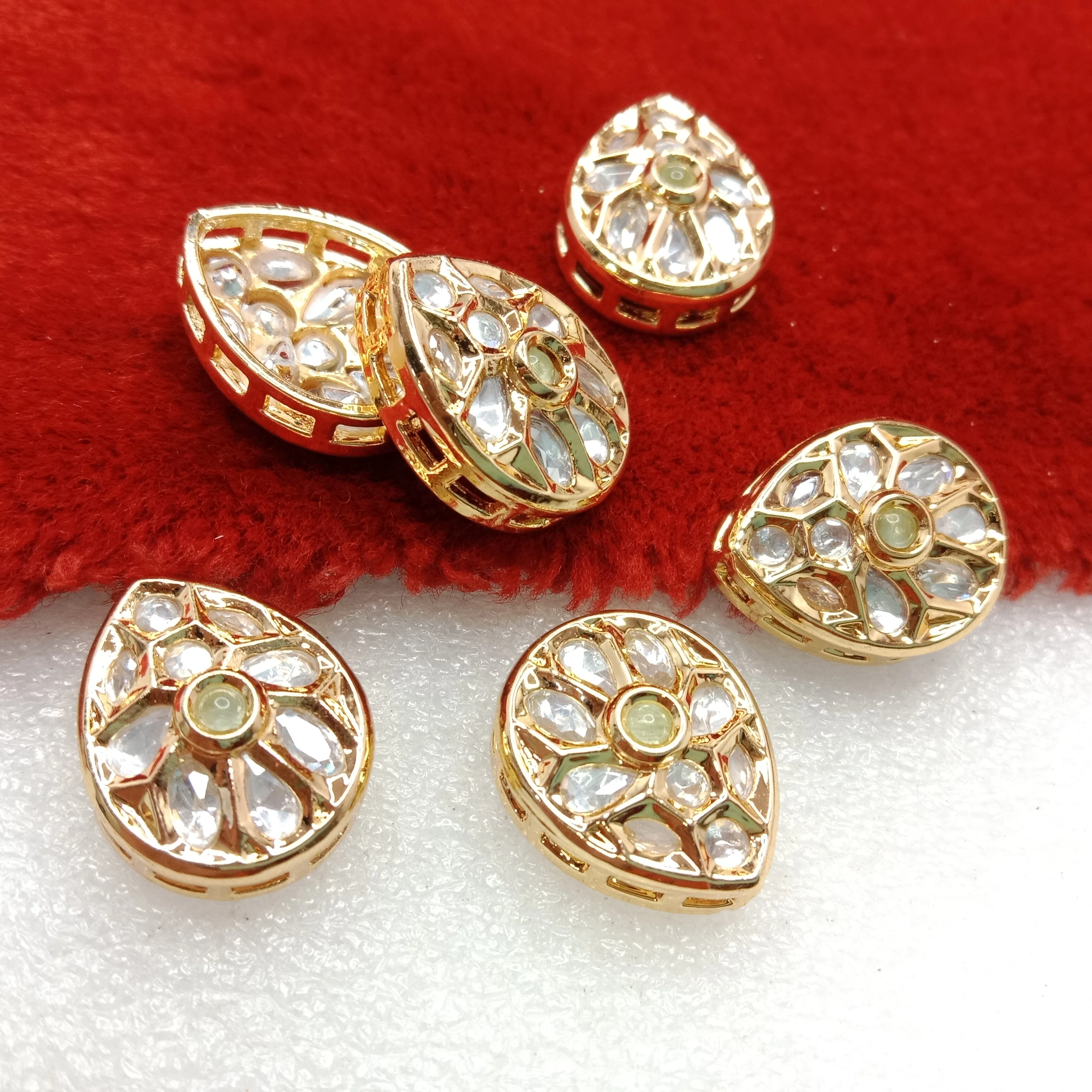 Mint (6pcs) high quality drop shape kundan connectors 20mm(2cm)