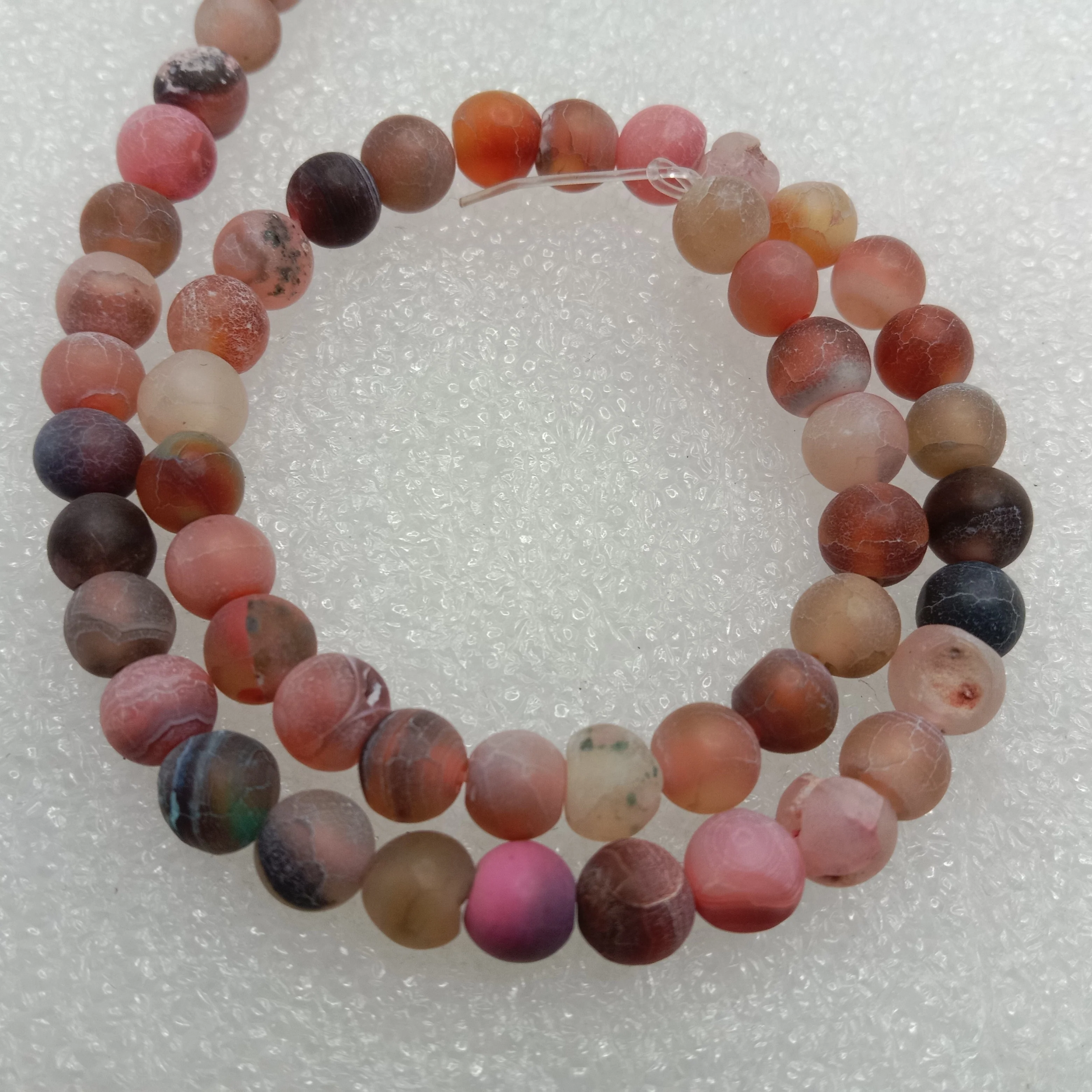 Pink multi 6mm plan agate beads 1 string