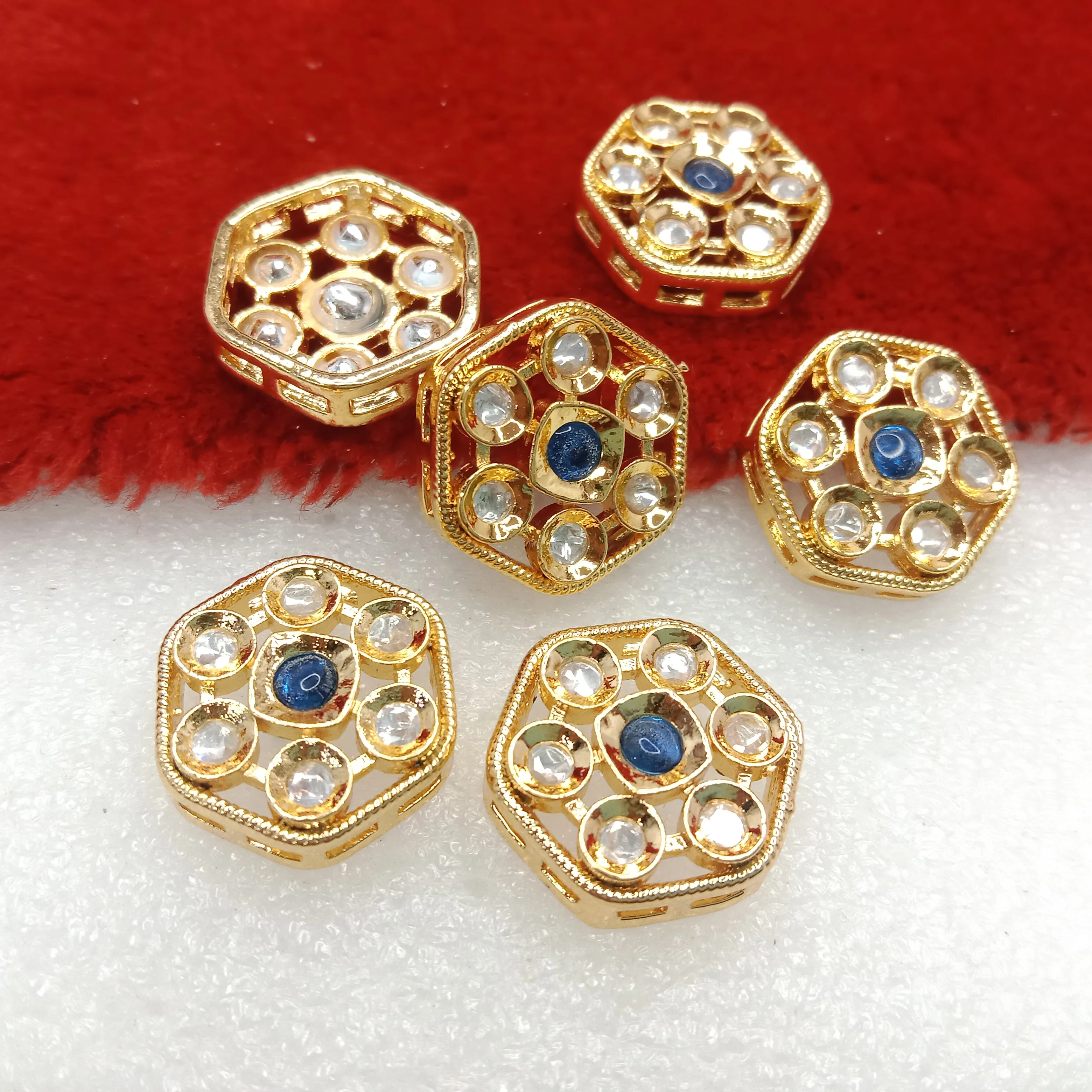 Dark blue (6pcs) high quality kundan connectors 18mm(2cm)
