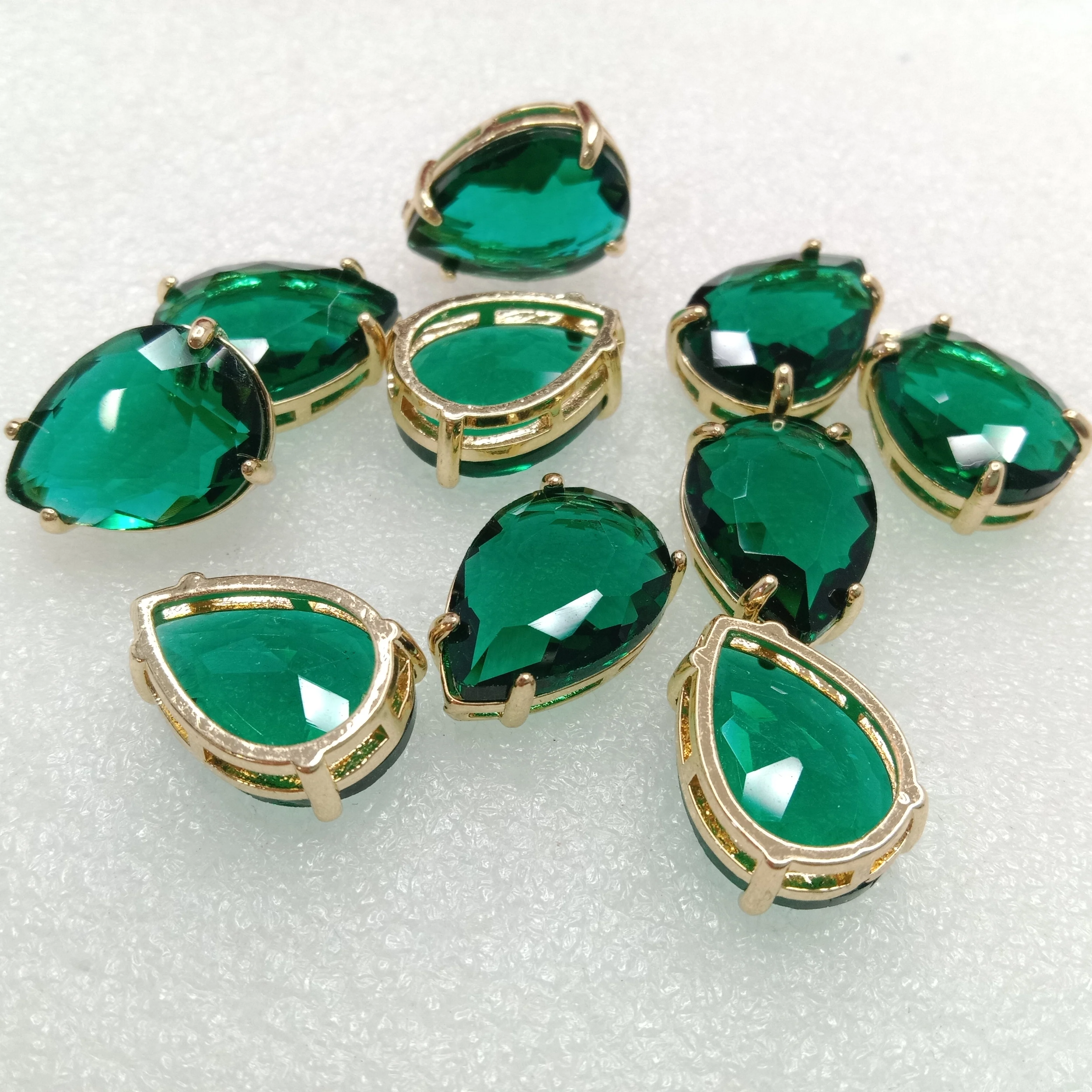Dark green stone High quality(10pcs)jewellery  connectors drop shape 22mm (2cm)