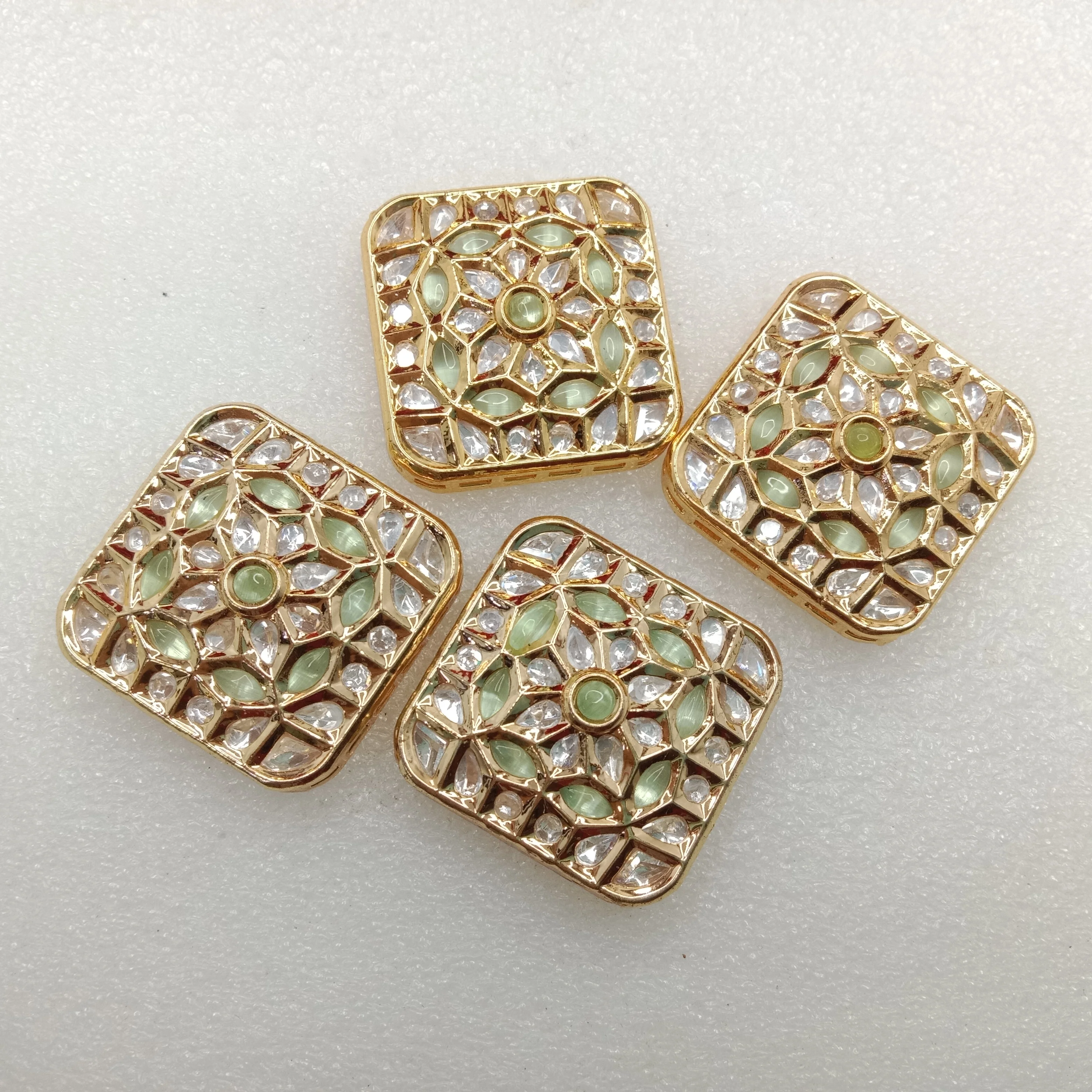 Mint (2pcs) high quality kundan connectors square shape 31mm(3cm)