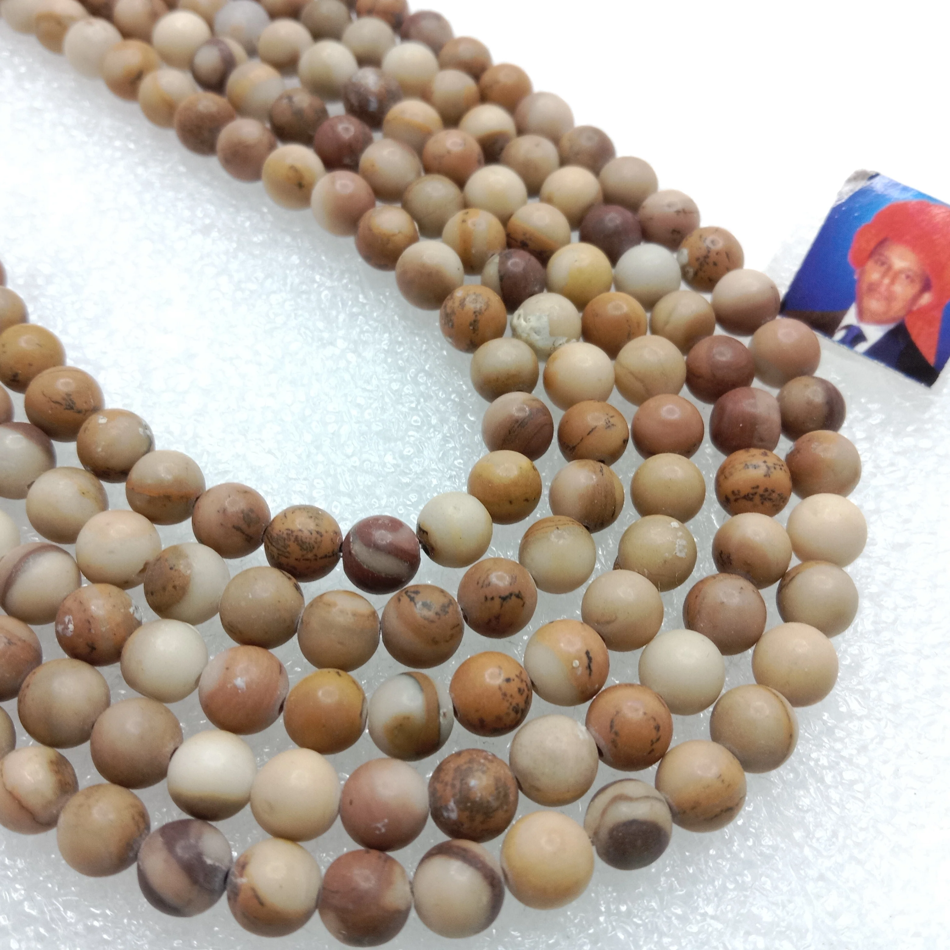 Shaded brown 6mm plan agate beads 1 string